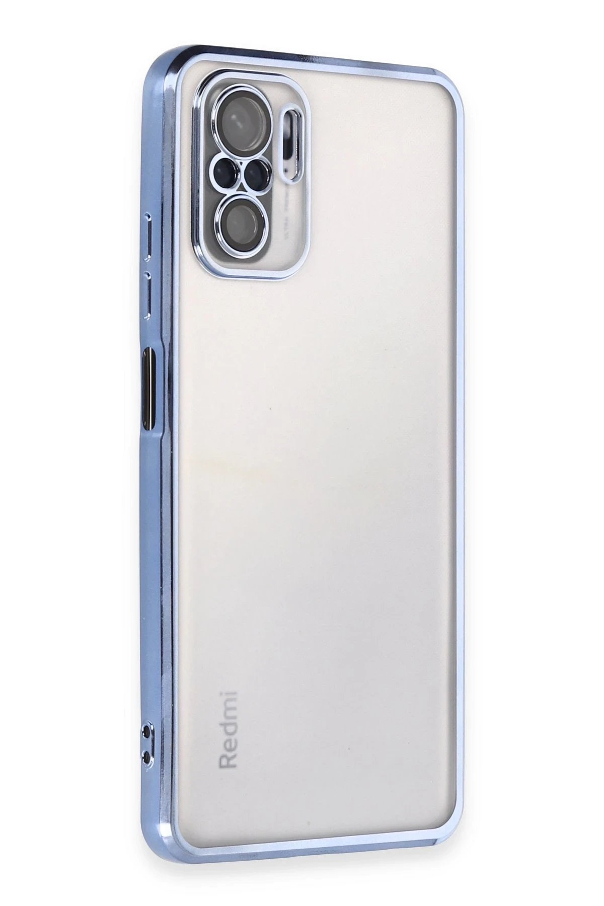 Xiaomi Redmi Note 10 Kılıf Lensli Silikon - Açık Mavi-(5796)