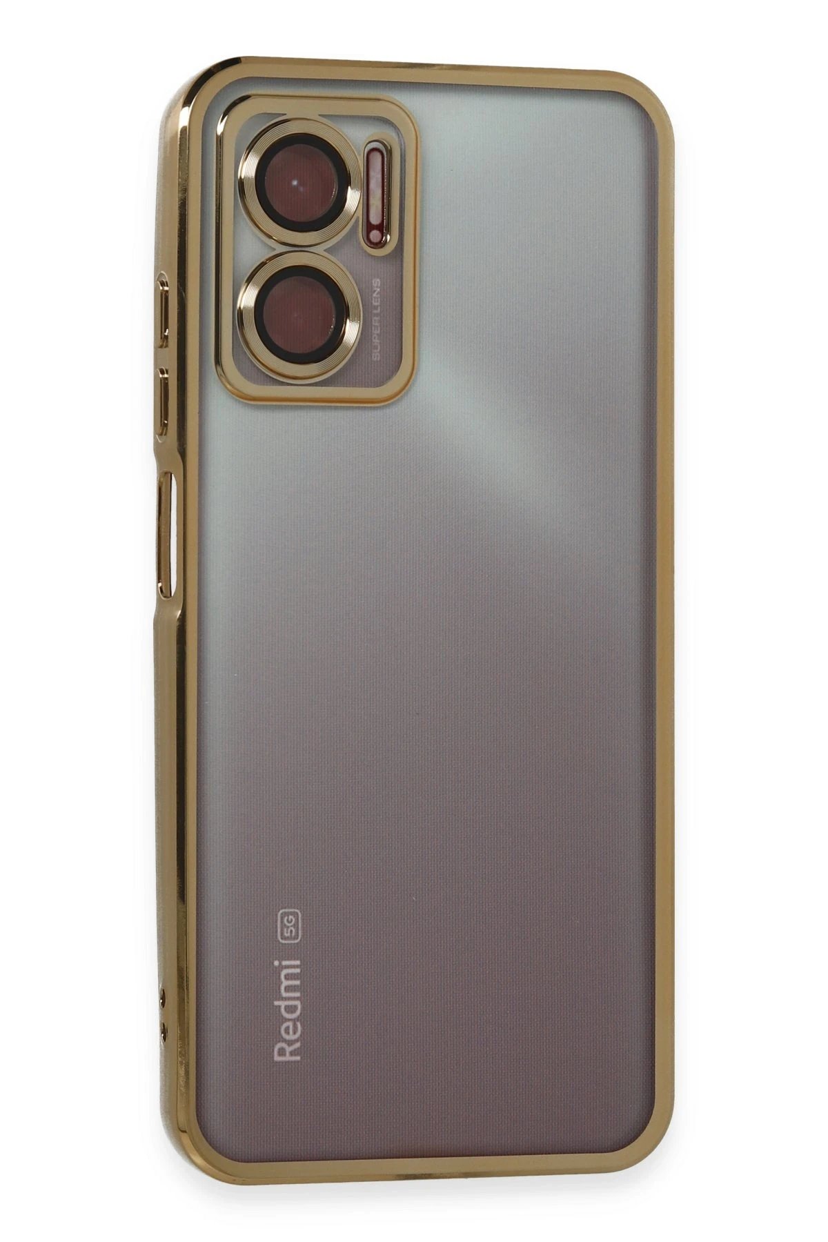 Xiaomi Redmi 10 5G Kılıf Lensli Silikon - Gold-(5796)