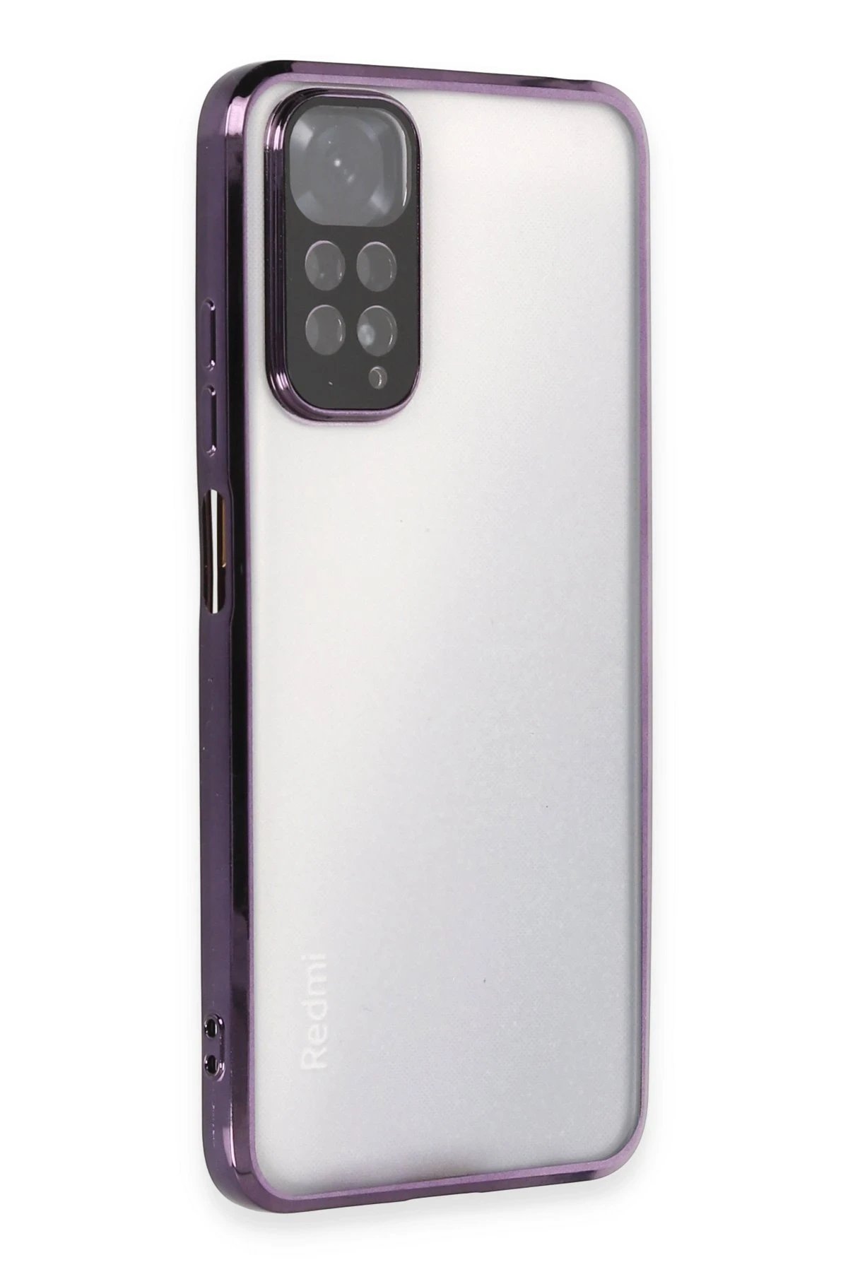 Xiaomi Redmi Note 11 Kılıf Lensli Silikon - Mor-(5796)