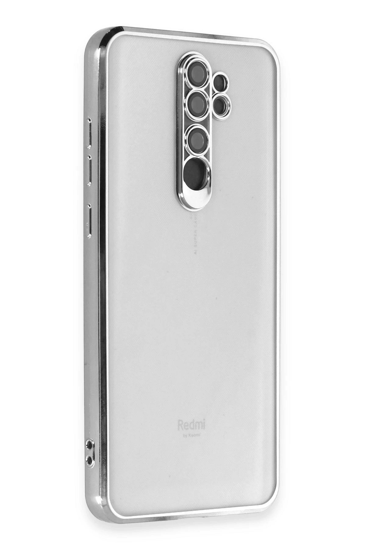 Xiaomi Redmi Note 8 Pro Kılıf Lensli Silikon - Gümüş-(5796)