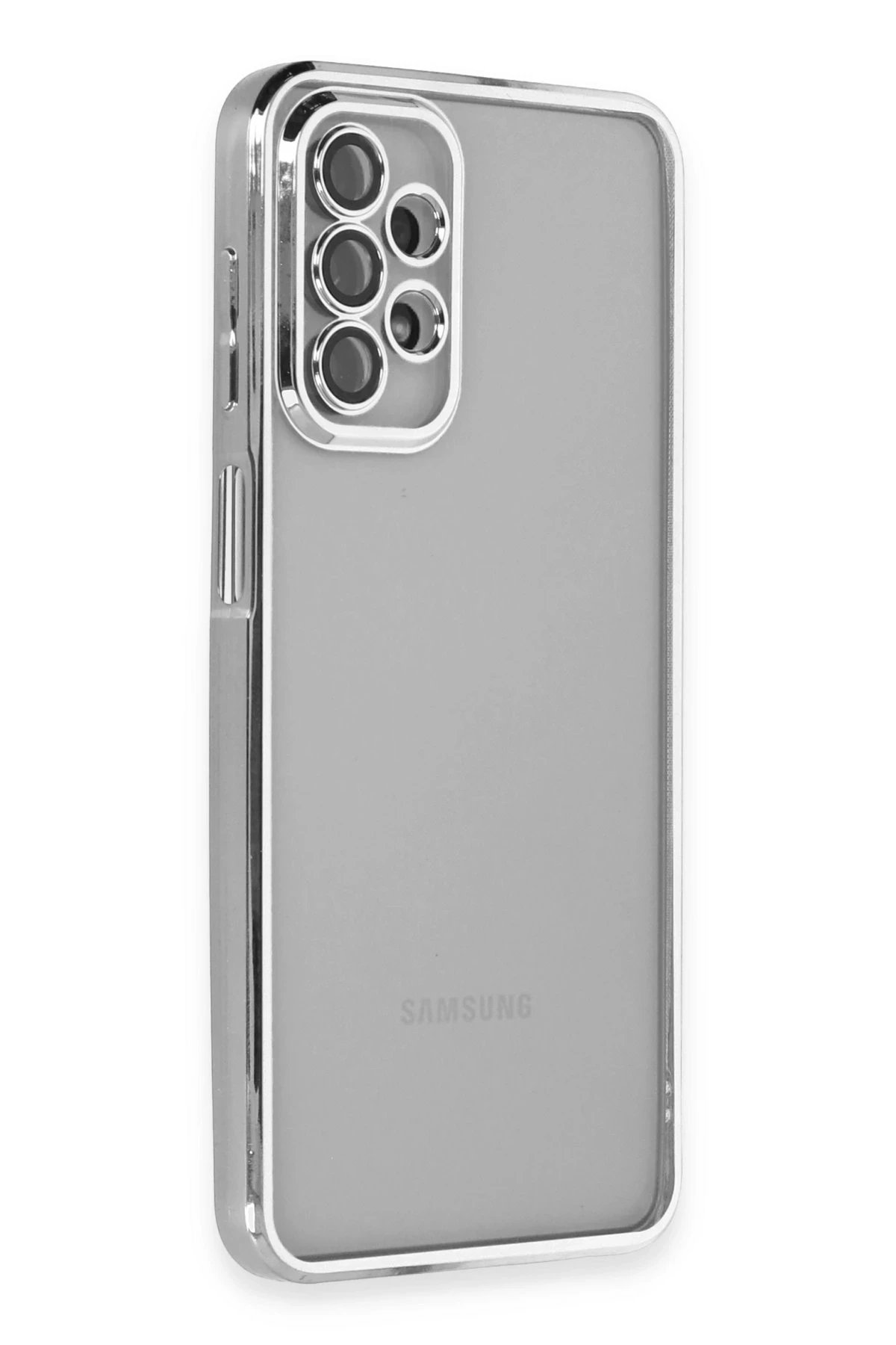 Samsung Galaxy A23 4G Kılıf Lensli Silikon - Gümüş-(5796)