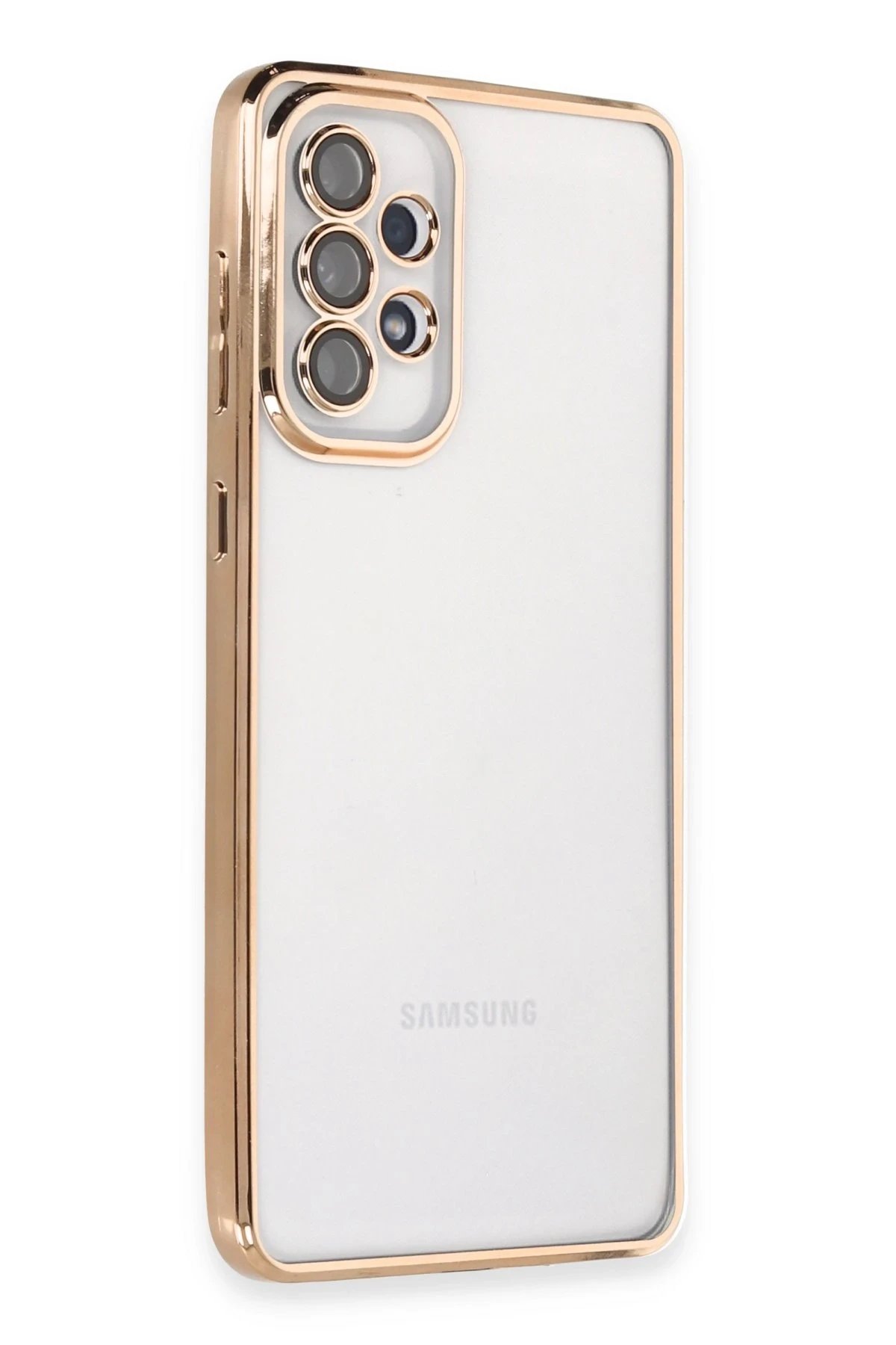 Samsung Galaxy A33 5G Kılıf Lensli Silikon - Gold-(5796)