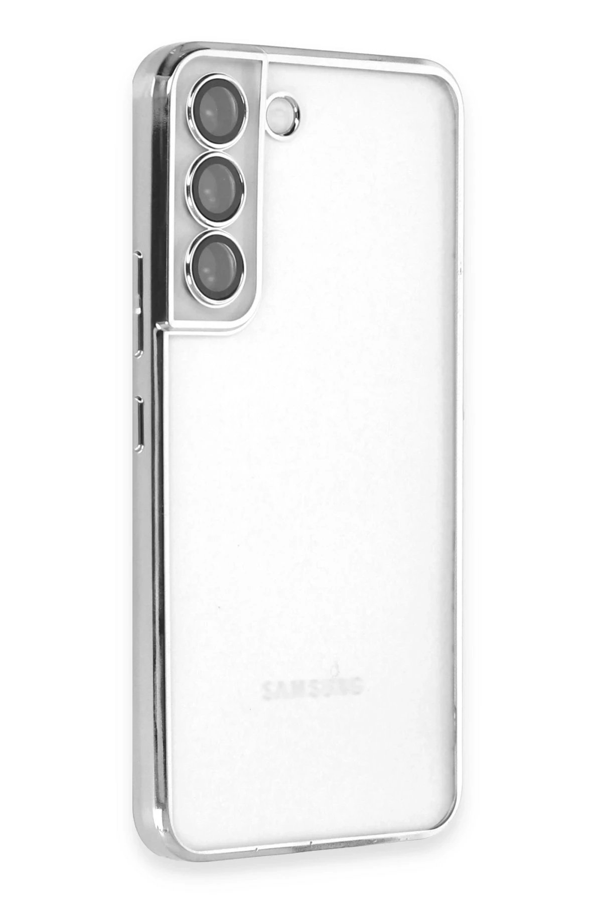 Samsung Galaxy S22 Kılıf Lensli Silikon - Gümüş-(5796)