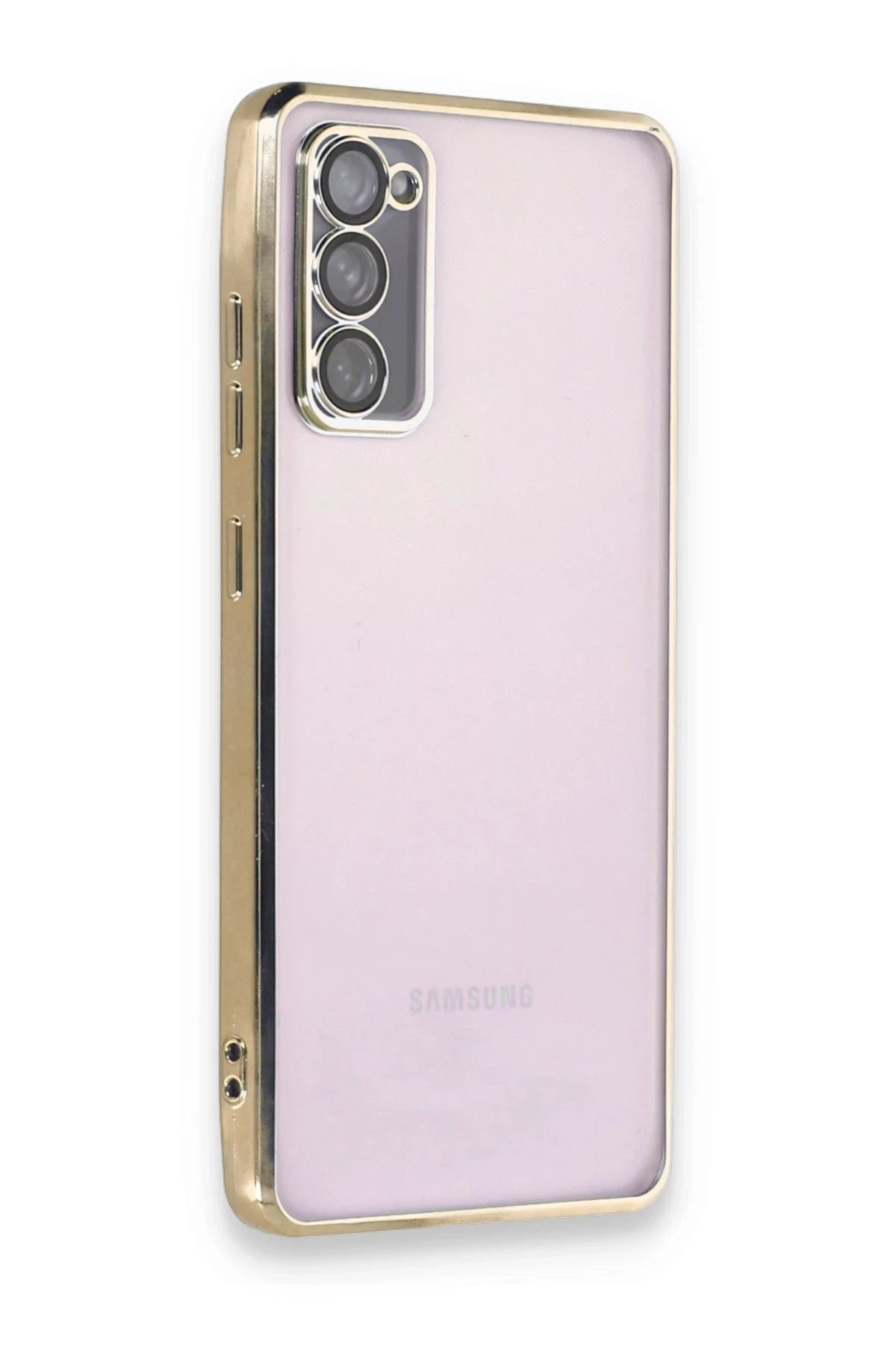 Samsung Galaxy S20 FE Kılıf Lensli Silikon - Gold-(5796)