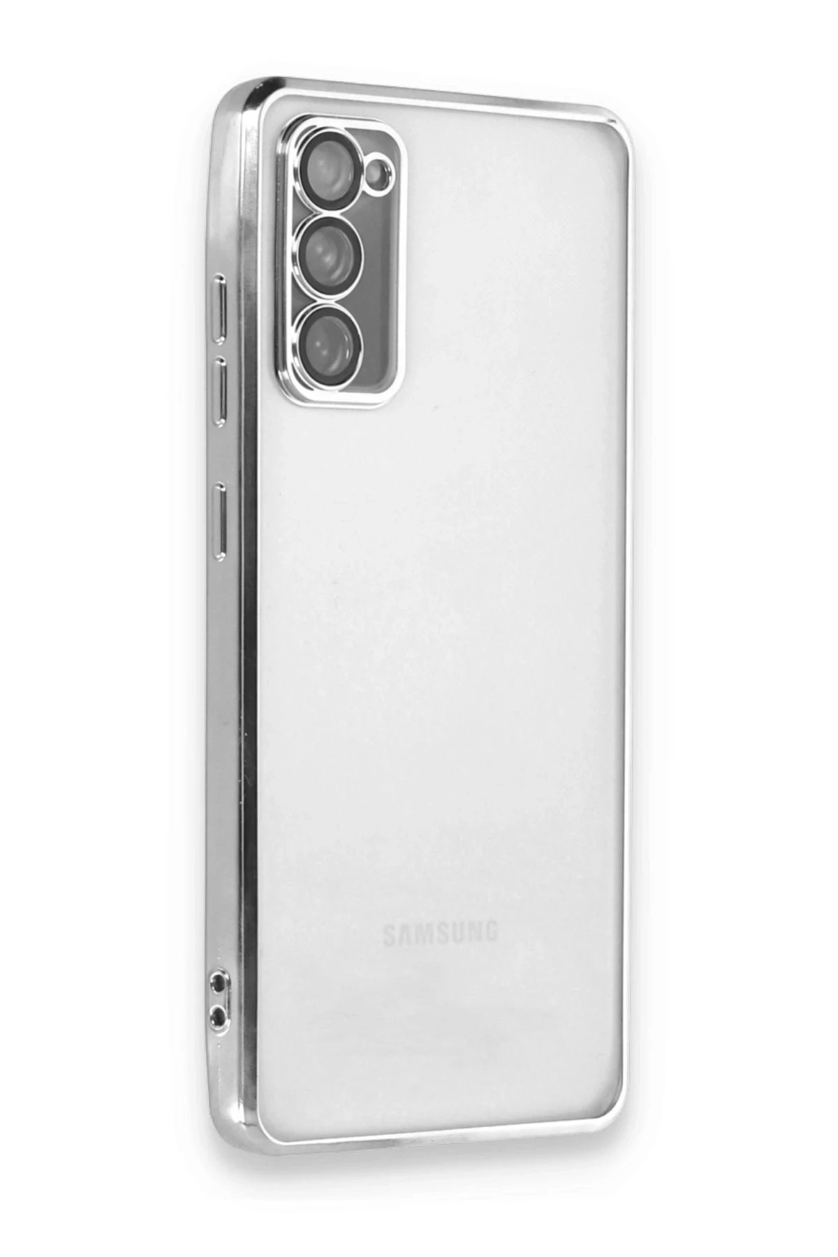 Samsung Galaxy S20 FE Kılıf Lensli Silikon - Gümüş-(5796)