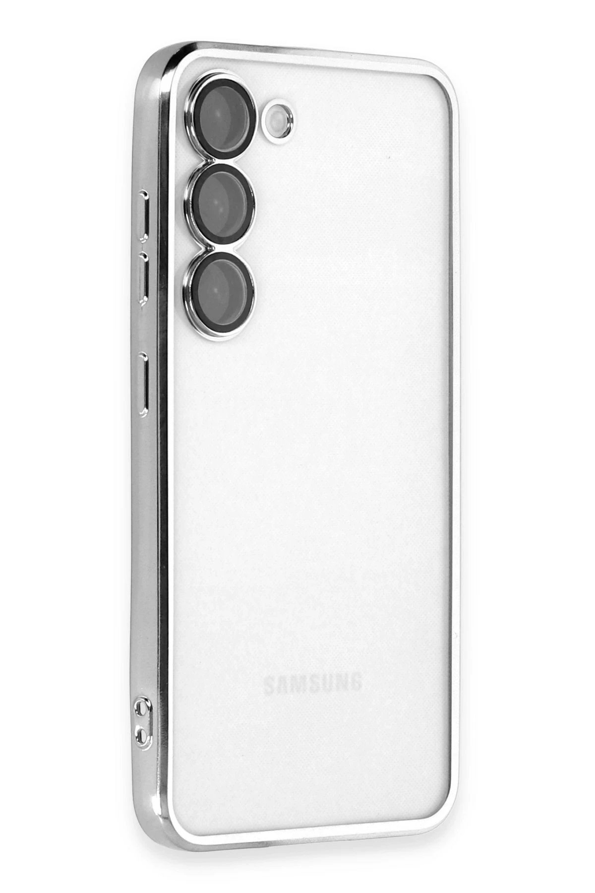 Samsung Galaxy S23 Kılıf Lensli Silikon - Gümüş-(5796)