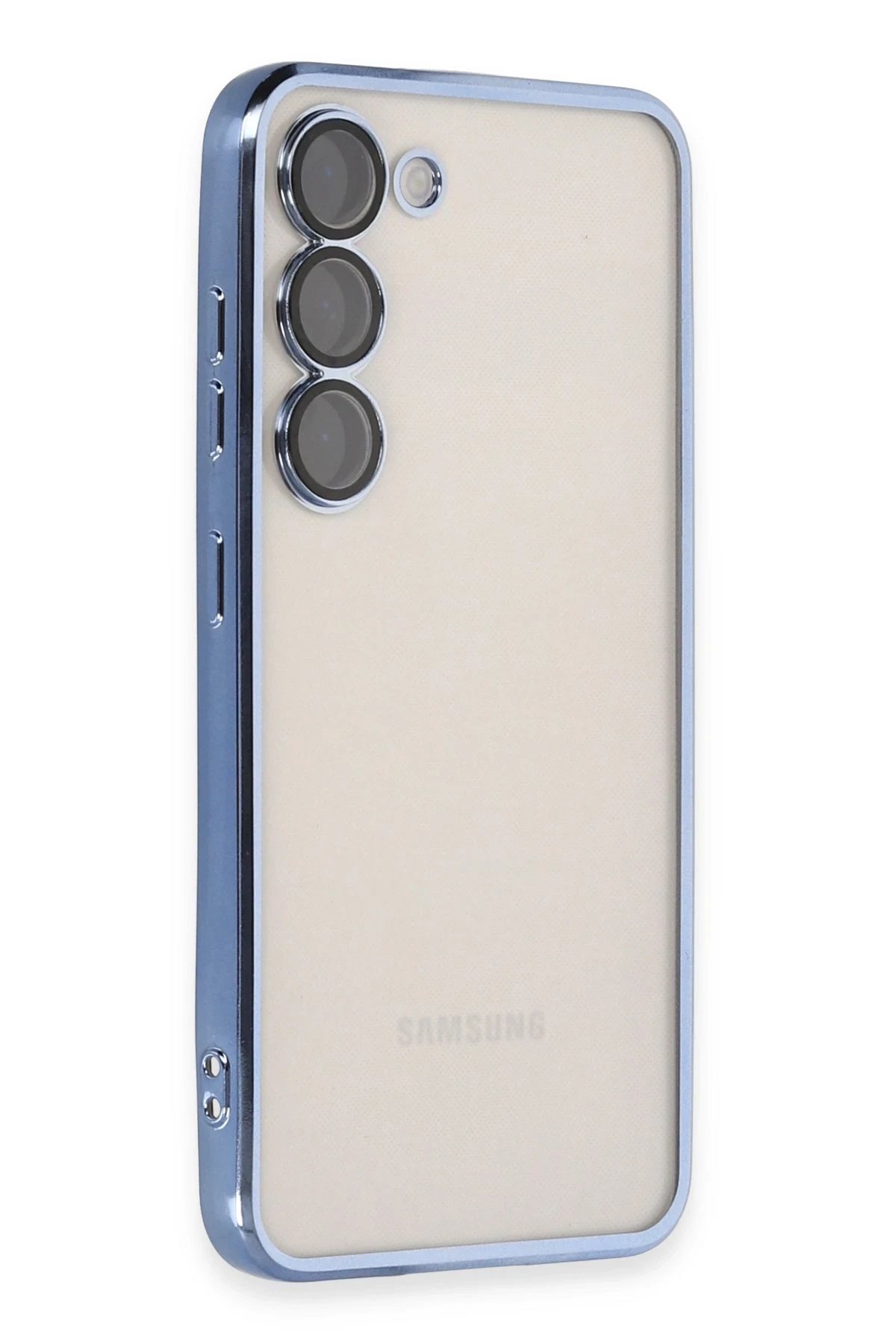 Samsung Galaxy S23 Kılıf Lensli Silikon - Açık Mavi-(5796)