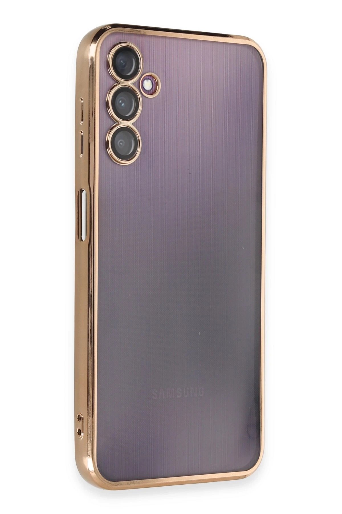 Samsung Galaxy A14 4G Kılıf Lensli Silikon - Gold-(5796)
