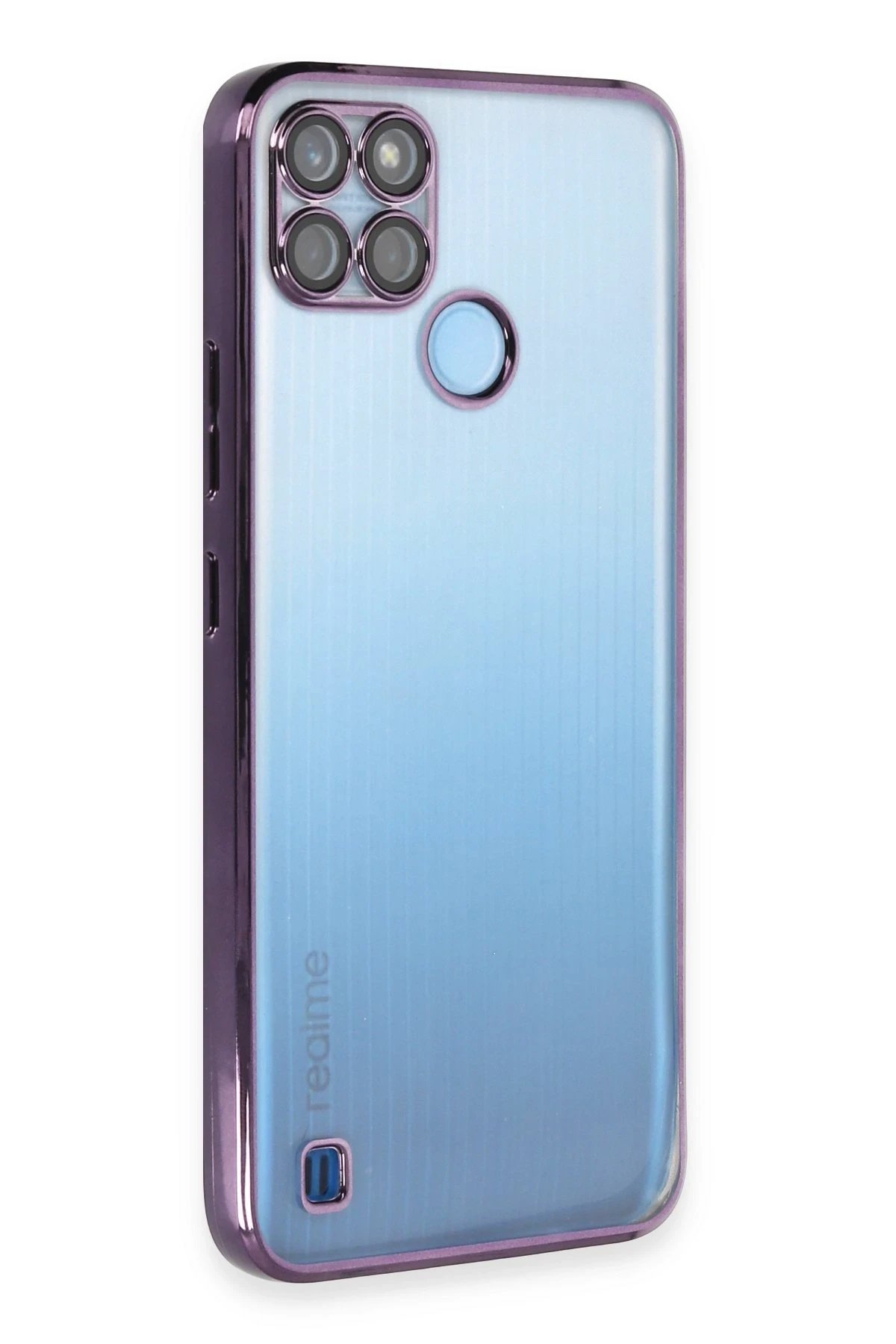 Realme C25Y Kılıf Lensli Silikon - Mor-(5796)