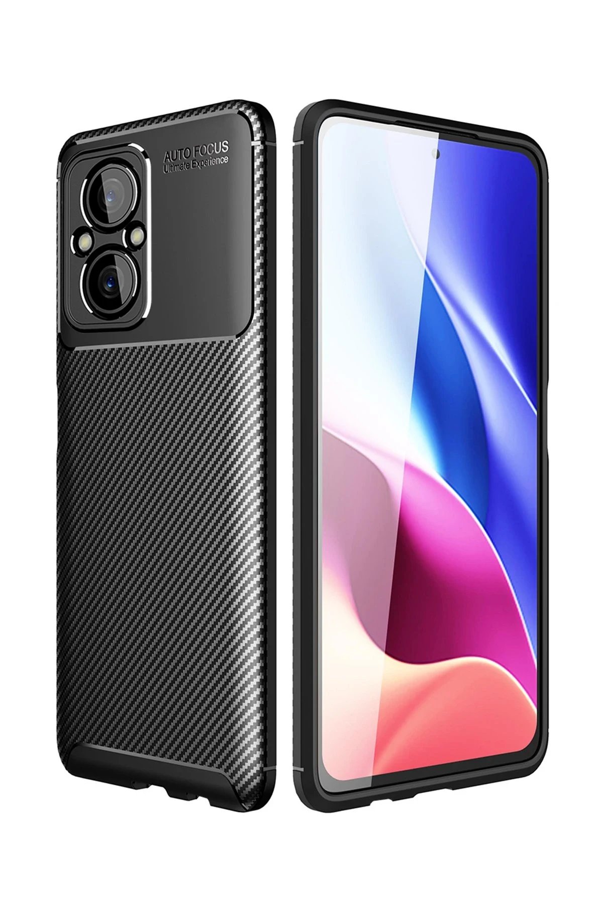 Xiaomi Poco M5 Kılıf Auto Focus Karbon Kapak - Siyah-(5796)