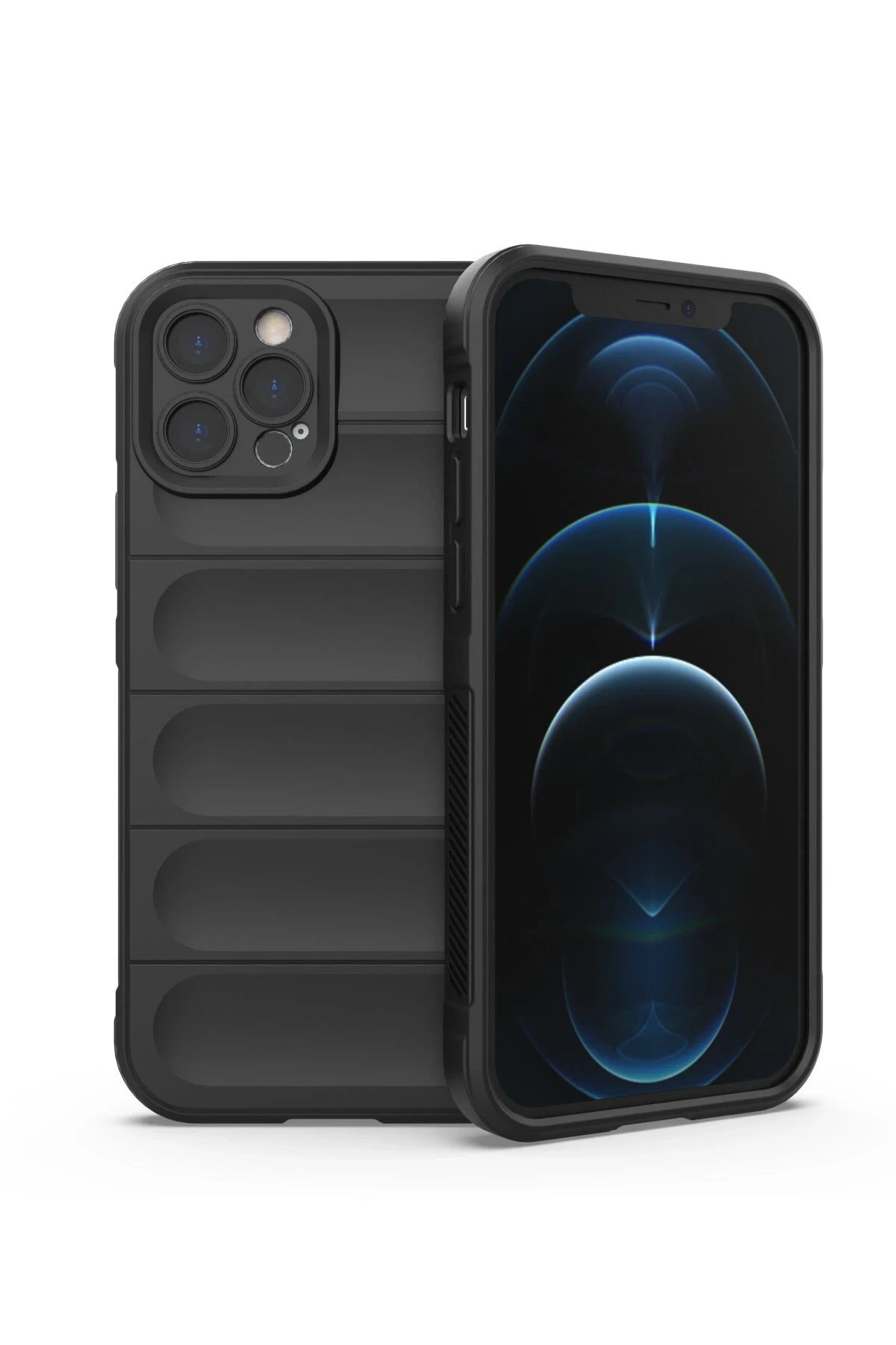 iPhone 12 Pro Kılıf Optimum Silikon - Siyah-(5796)