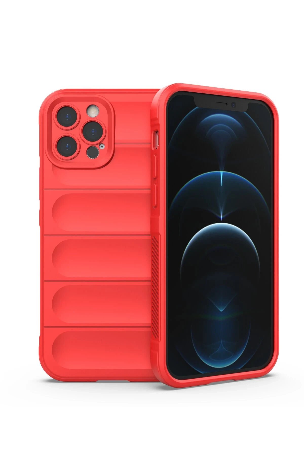 iPhone 12 Pro Kılıf Optimum Silikon - Kırmızı-(5796)