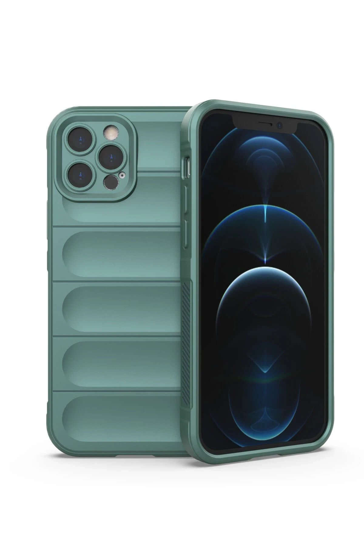 iPhone 12 Pro Kılıf Optimum Silikon - Koyu Yeşil-(5796)
