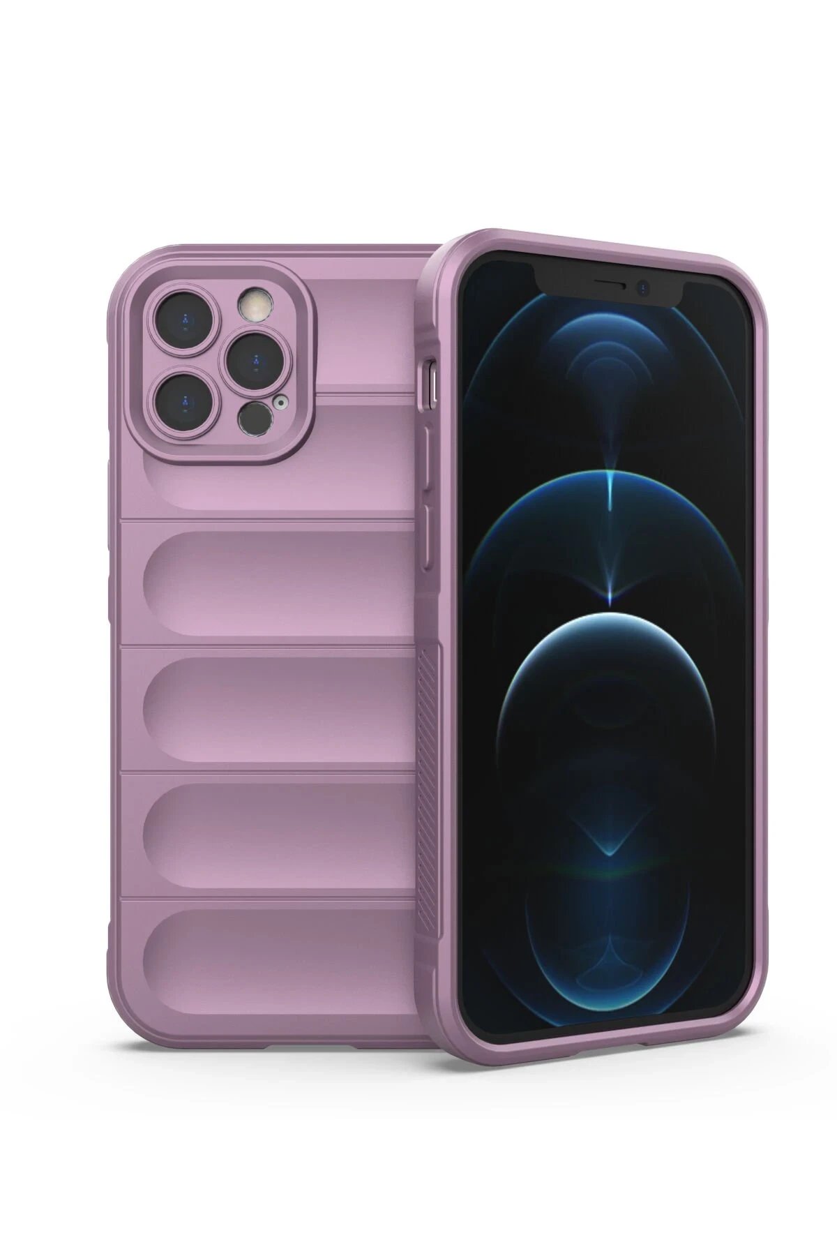 iPhone 12 Pro Kılıf Optimum Silikon - Mor-(5796)