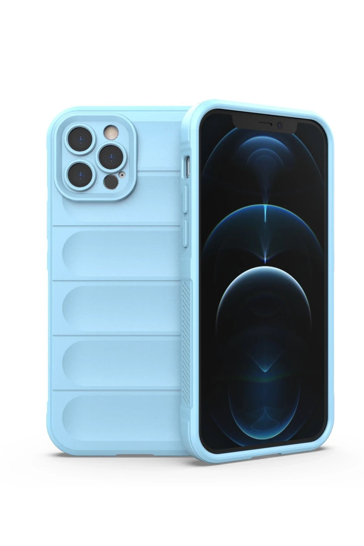 iPhone 12 Pro Kılıf Optimum Silikon - Sky Blue-(5796)