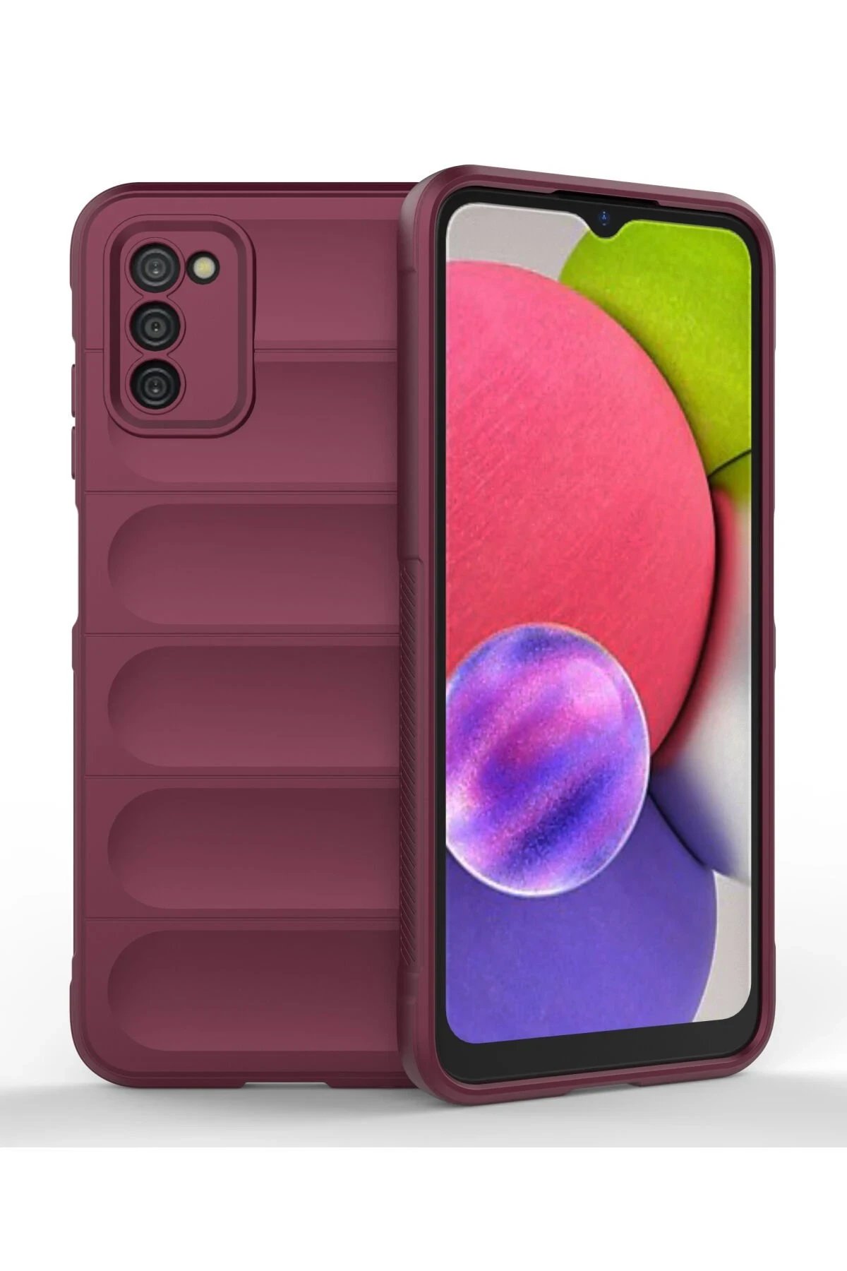 Samsung Galaxy A03S Kılıf Optimum Silikon - Bordo-(5796)