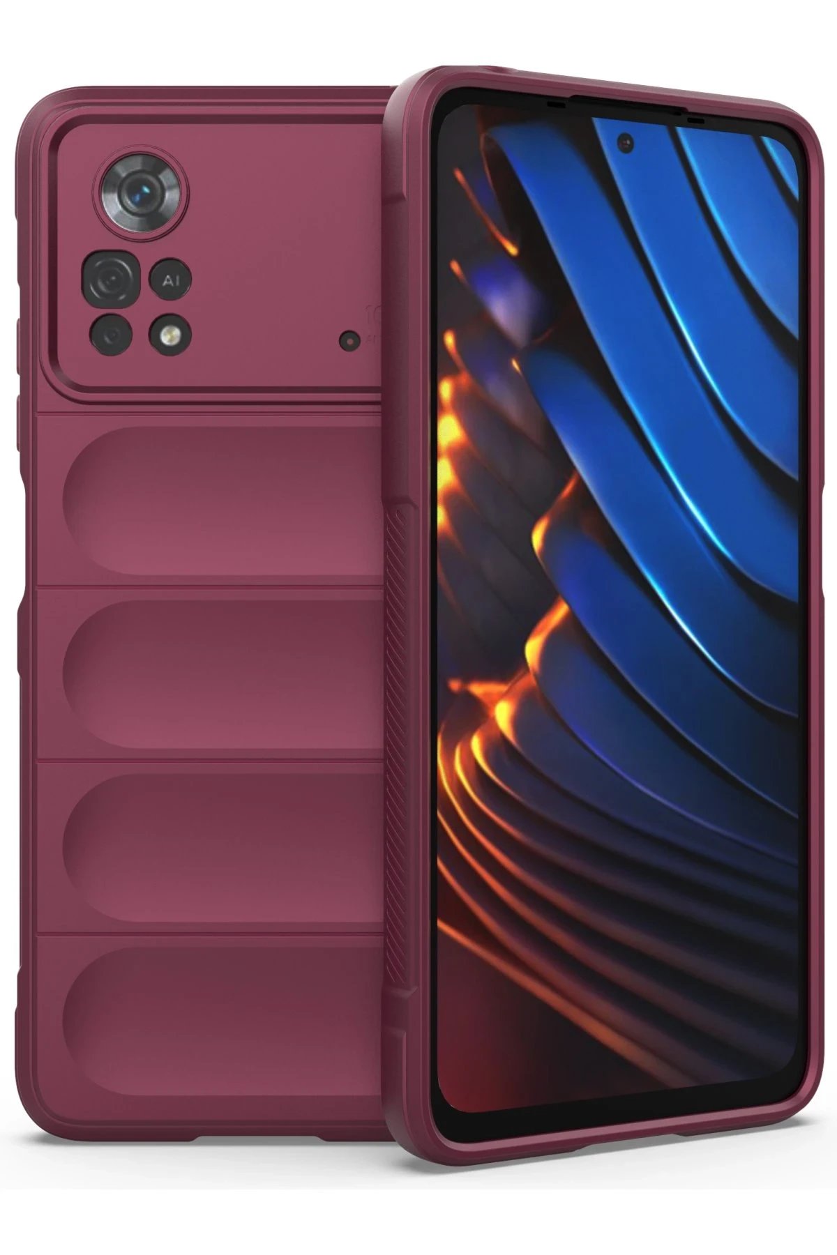 Xiaomi Poco X4 Pro 5G Kılıf Optimum Silikon - Bordo-(5796)