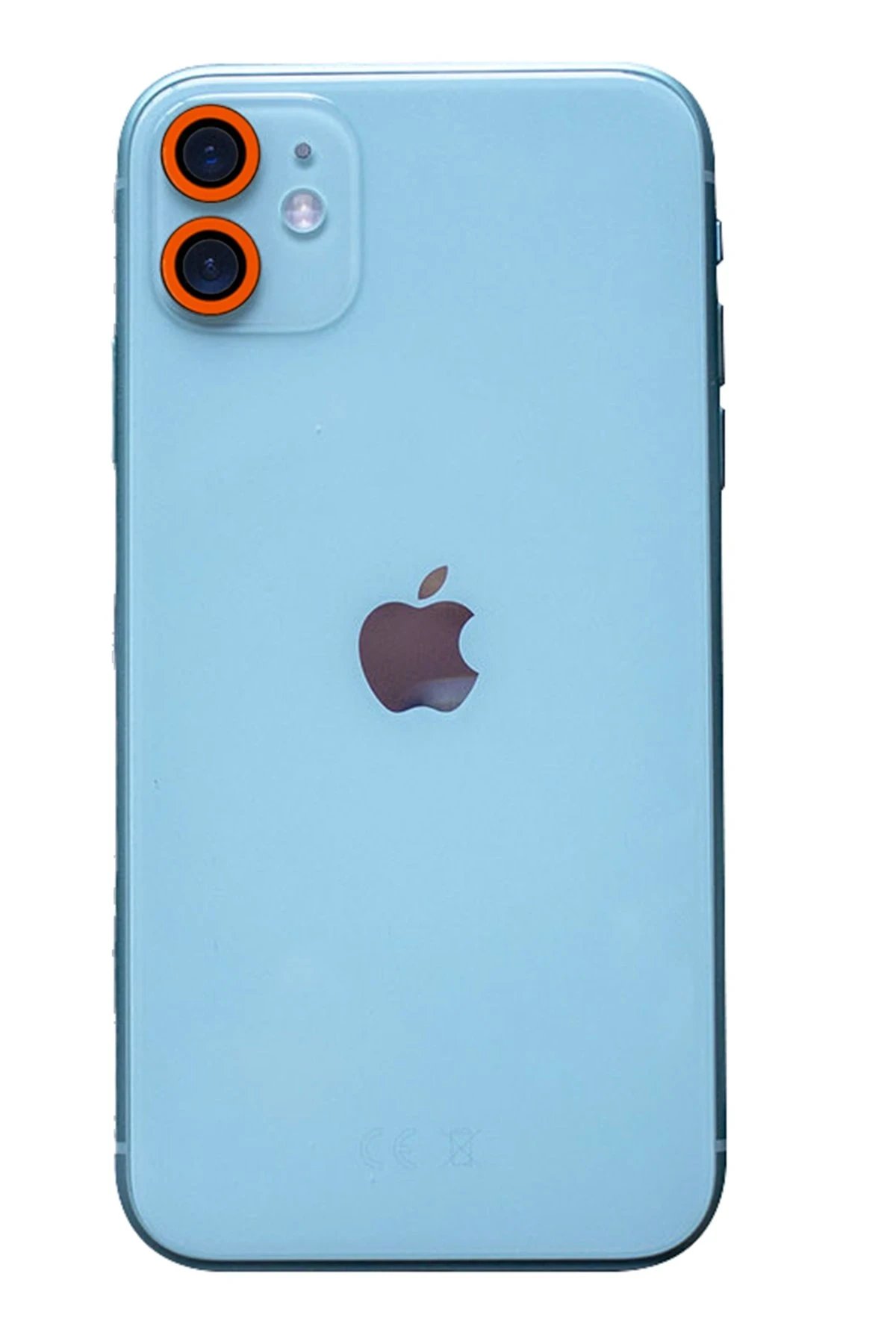 iPhone 11 Neon Fosforlu Kamera Lens - Turuncu-(5796)