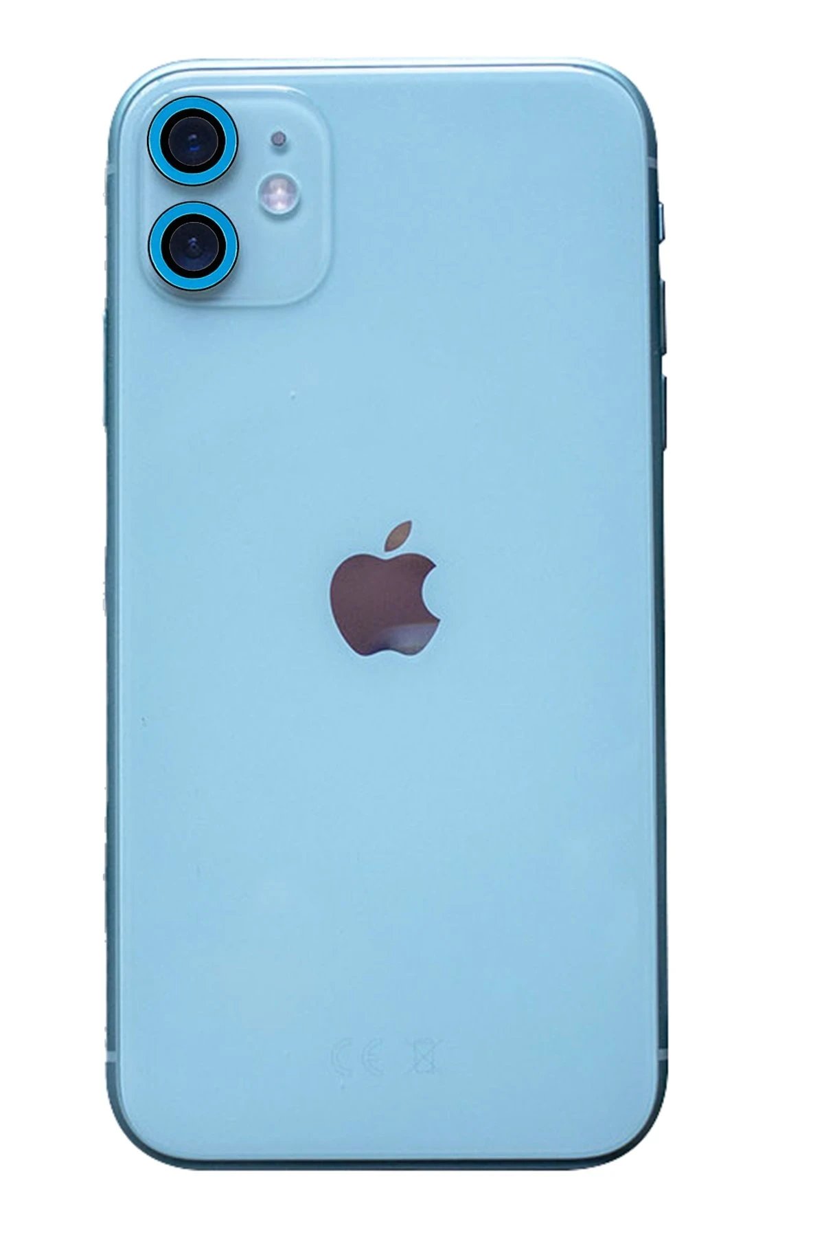 iPhone 11 Neon Fosforlu Kamera Lens - Mavi-(5796)