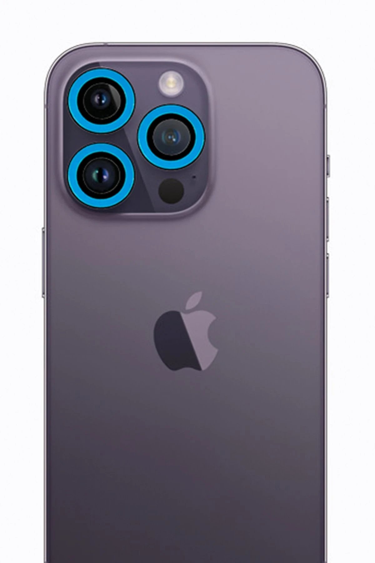 iPhone 12 Pro Neon Fosforlu Kamera Lens - Mavi-(5796)