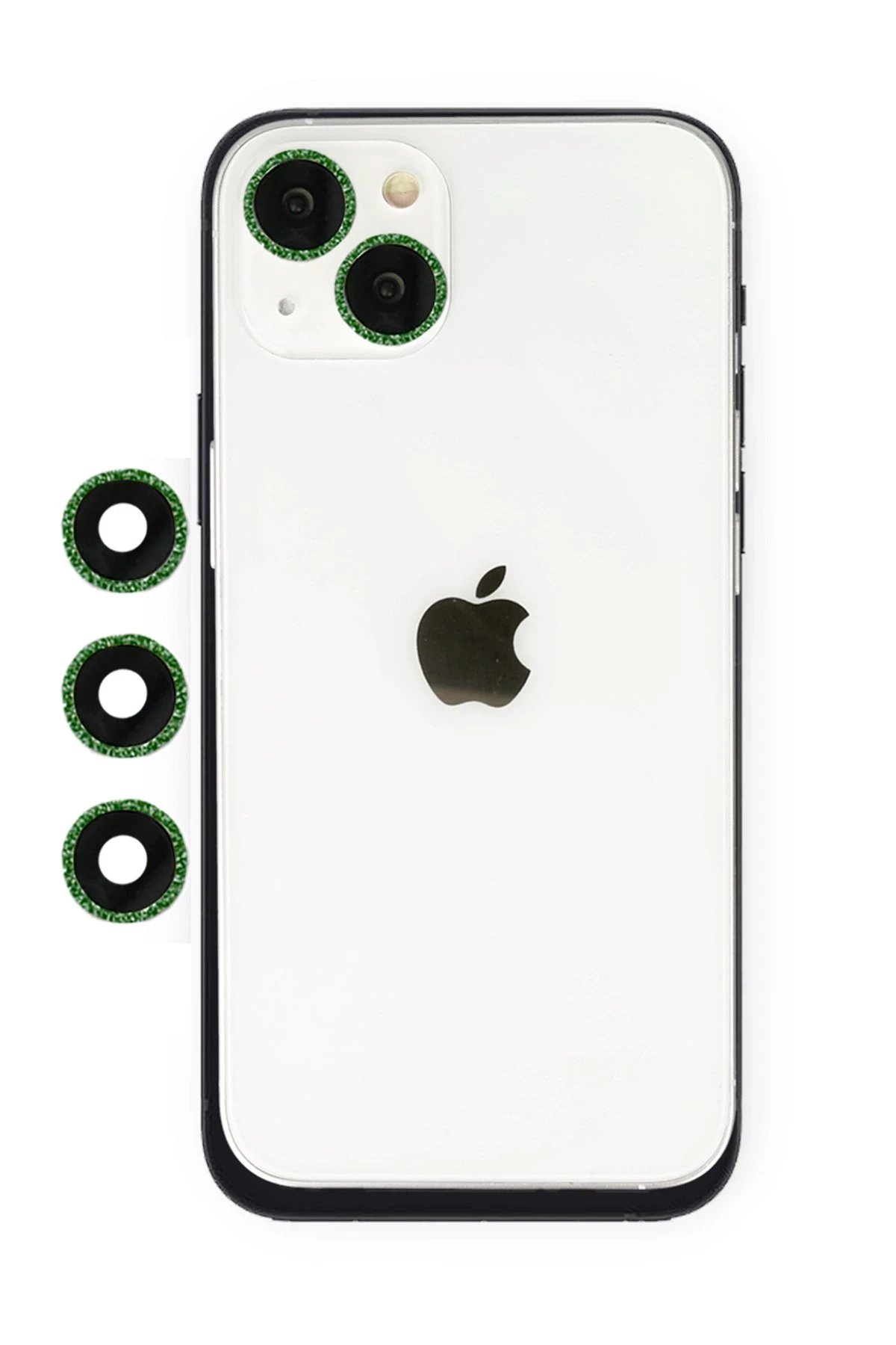 iPhone 14 Shine Kamera Lens - Yeşil-(5796)