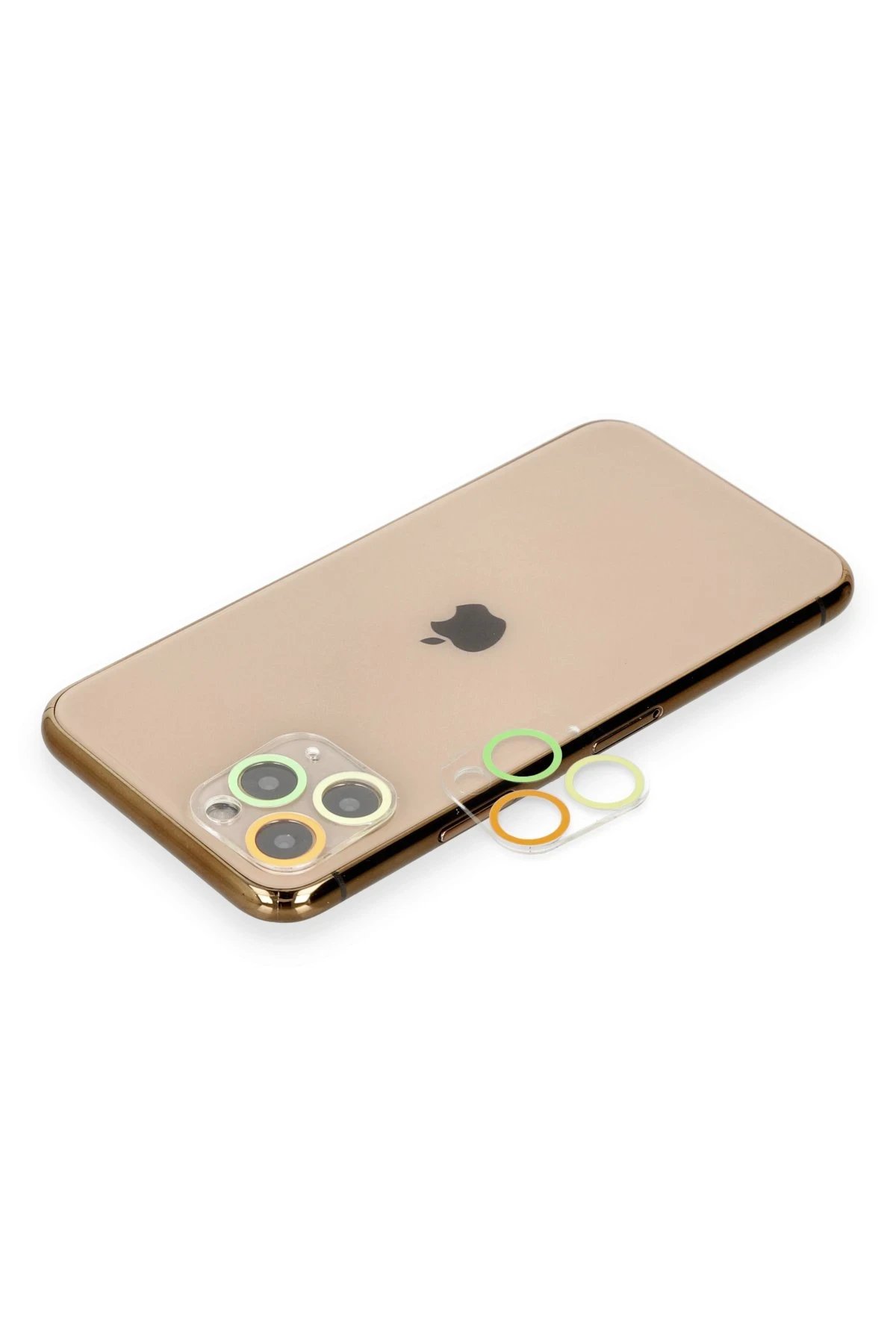 iPhone 11 Pro Renkli Kamera Lens Koruma Cam - Sarı-Turuncu-(5796)