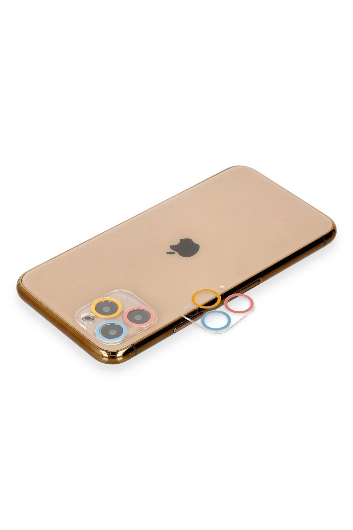 iPhone 11 Pro Max Renkli Kamera Lens Koruma Cam - Pembe-Mavi-(5796)