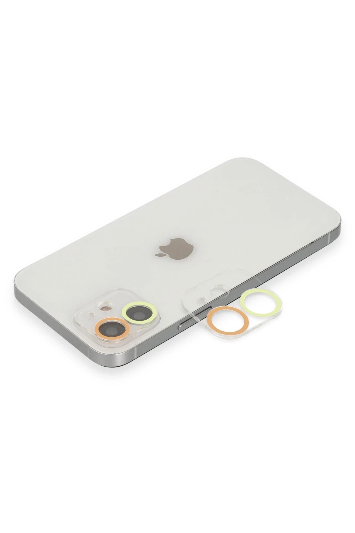 iPhone 12 Renkli Kamera Lens Koruma Cam - Sarı-Turuncu-(5796)
