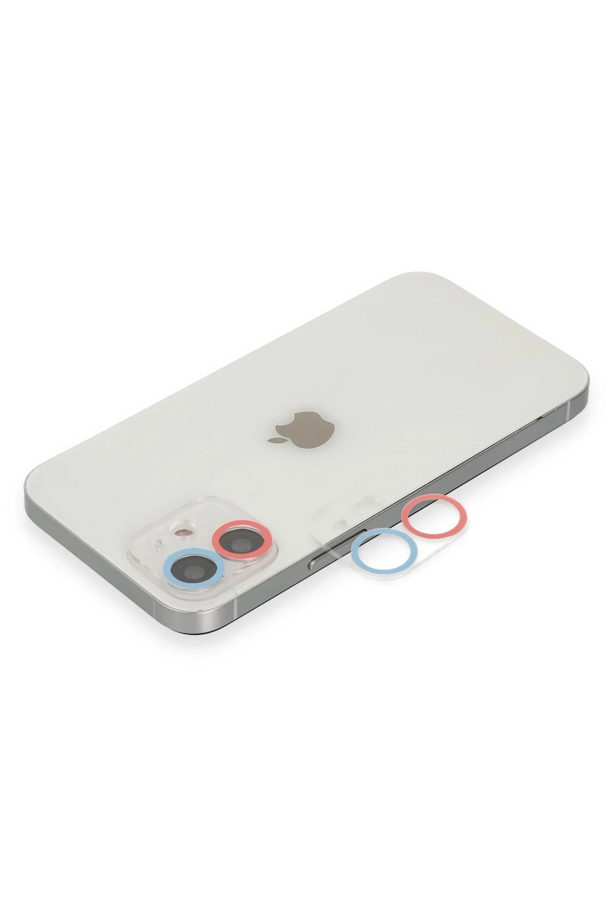 iPhone 12 Mini Renkli Kamera Lens Koruma Cam - Pembe-Mavi-(5796)