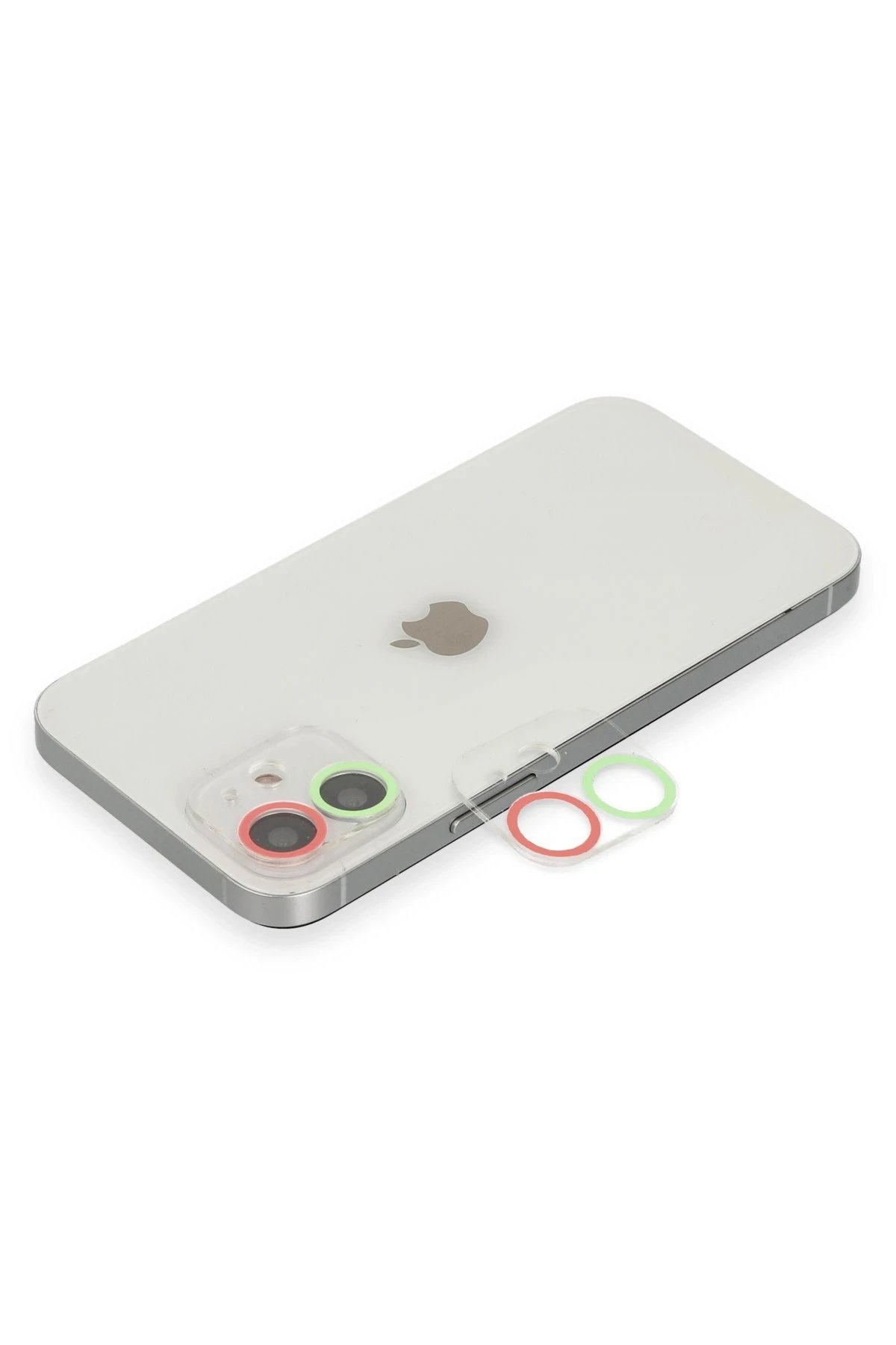 iPhone 12 Mini Renkli Kamera Lens Koruma Cam - Yeşil-Pembe-(5796)