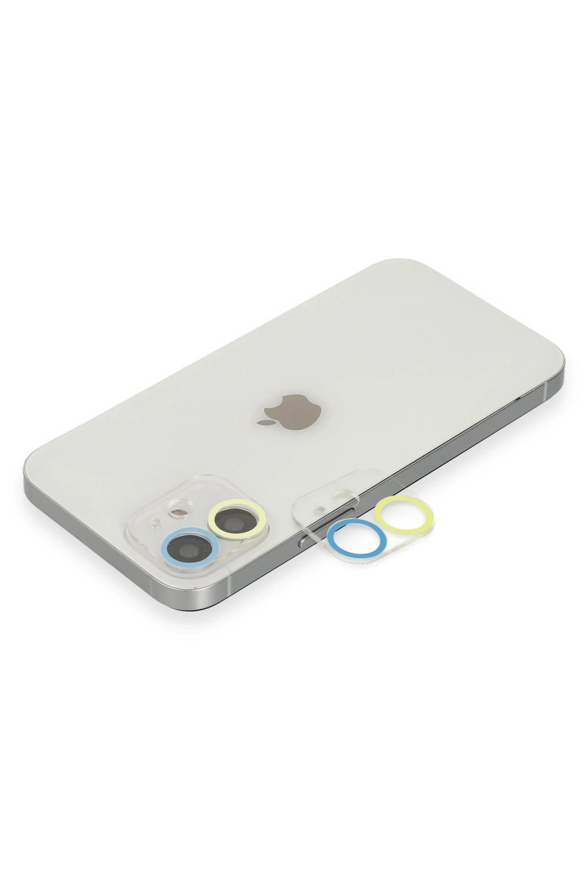 iPhone 12 Mini Renkli Kamera Lens Koruma Cam - Sarı-Mavi-(5796)