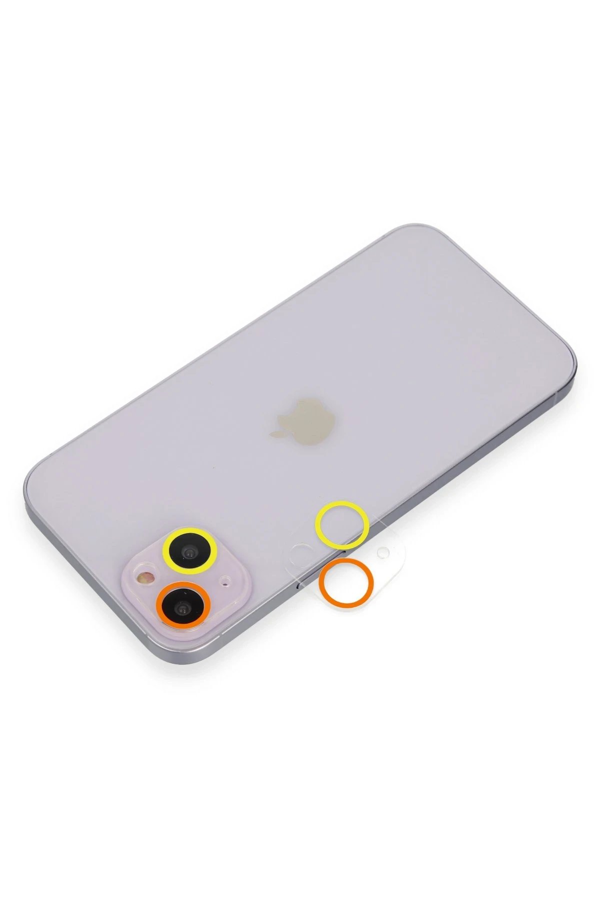 iPhone 13 Renkli Kamera Lens Koruma Cam - Sarı-Turuncu-(5796)