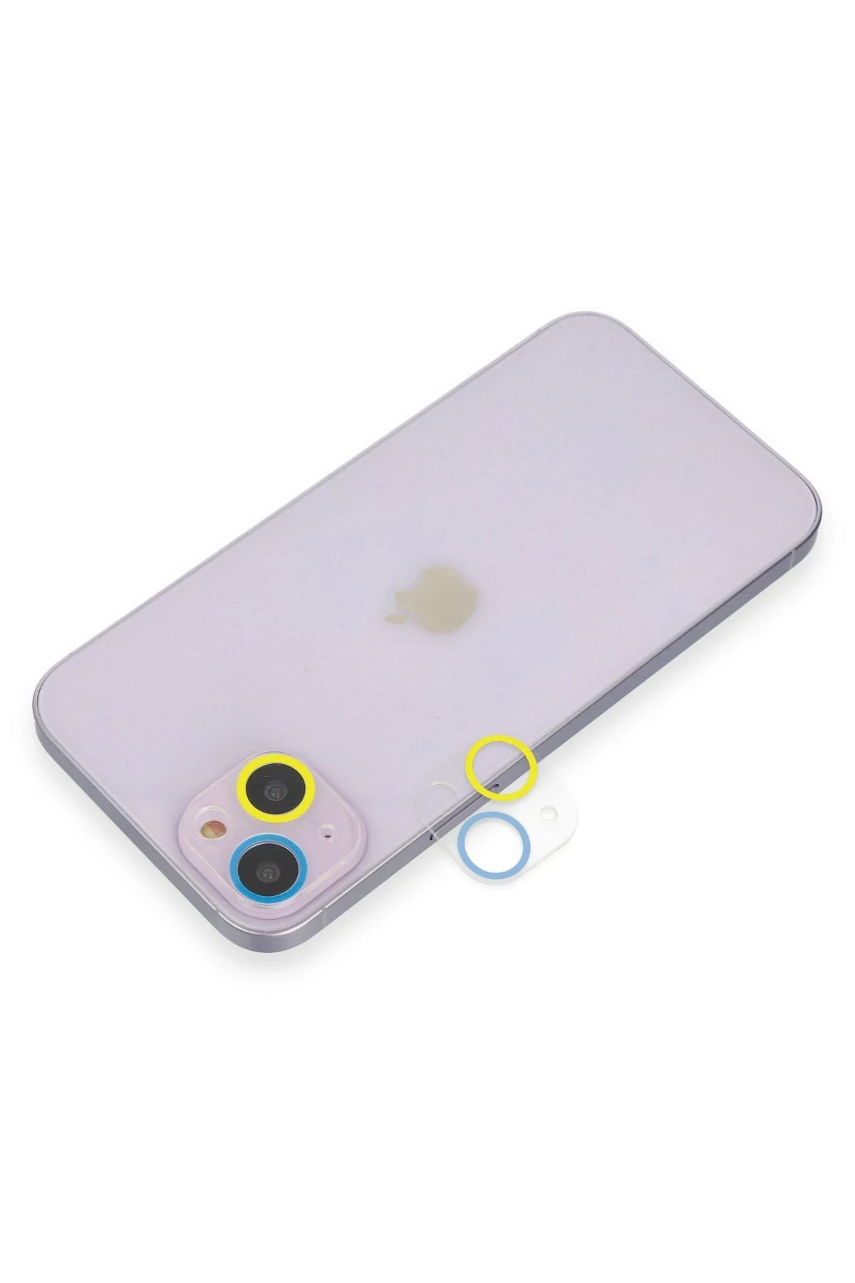 iPhone 13 Renkli Kamera Lens Koruma Cam - Sarı-Mavi-(5796)