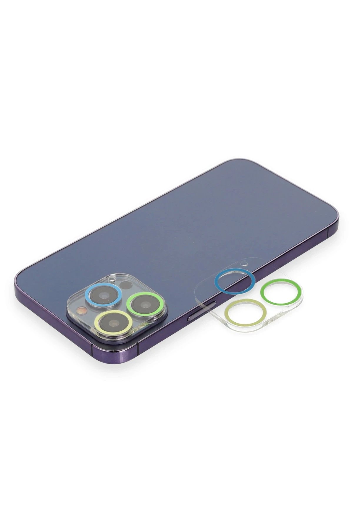 iPhone 13 Pro Renkli Kamera Lens Koruma Cam - Yeşil-Sarı-(5796)