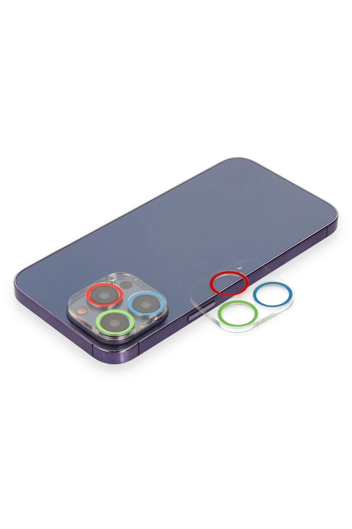 iPhone 13 Pro Renkli Kamera Lens Koruma Cam - Mavi-Yeşil-(5796)