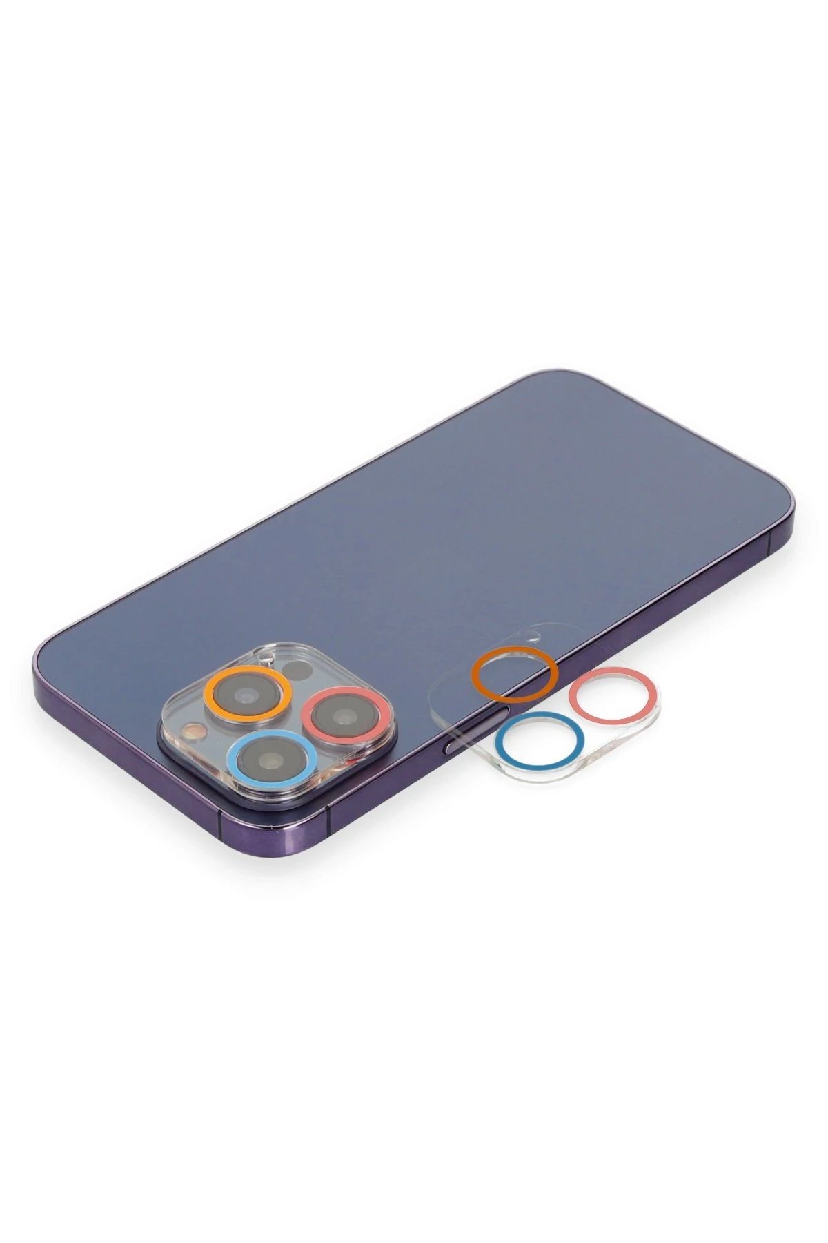 iPhone 13 Pro Renkli Kamera Lens Koruma Cam - Pembe-Mavi-(5796)
