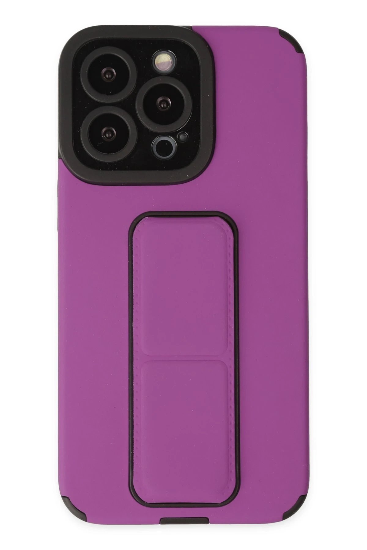 iPhone 13 Pro Kılıf Mega Standlı Silikon - Mor-(5796)