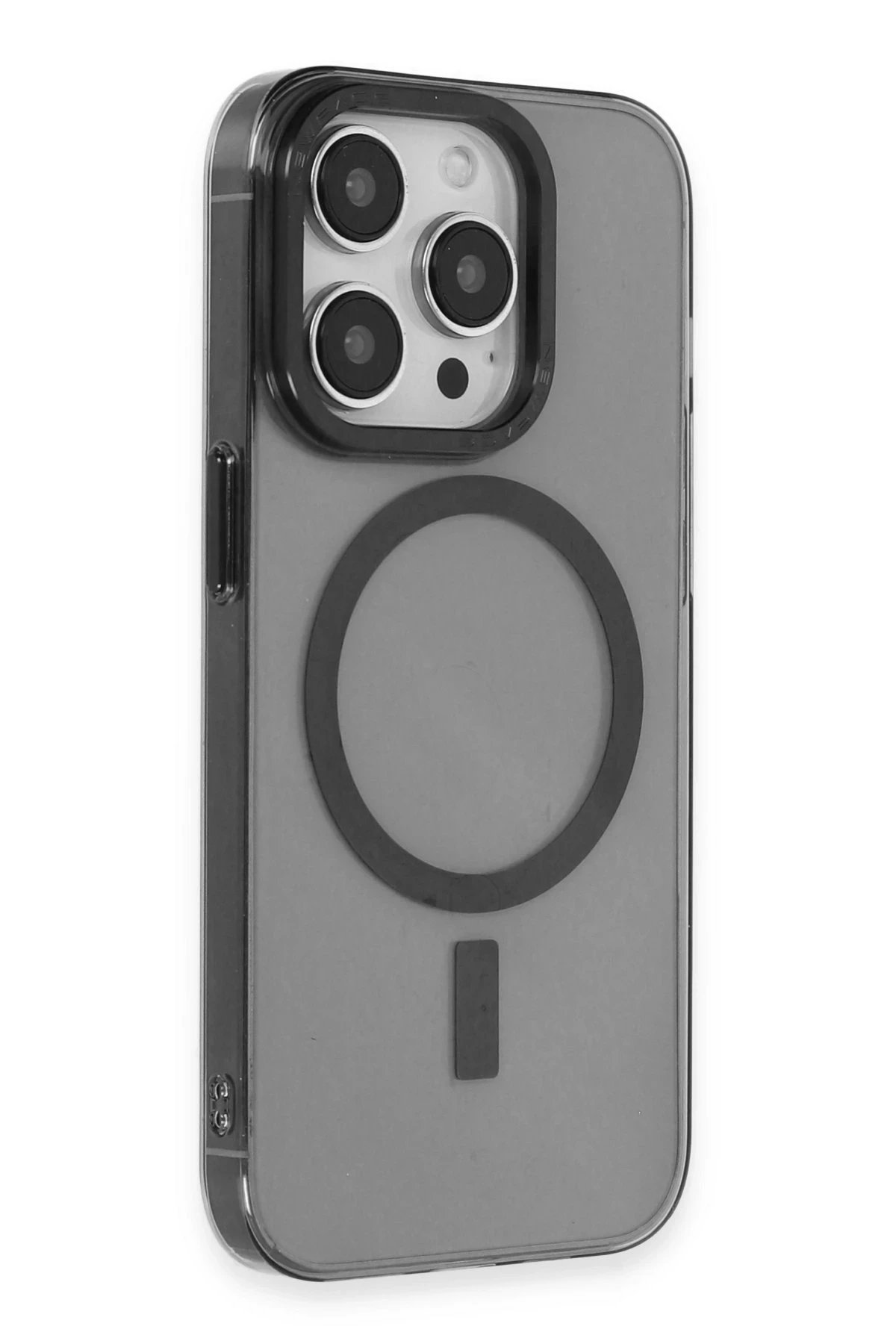 iPhone 14 Pro Kılıf Anka PC Magneticsafe Sert Metal Kapak - Siyah-(5796)