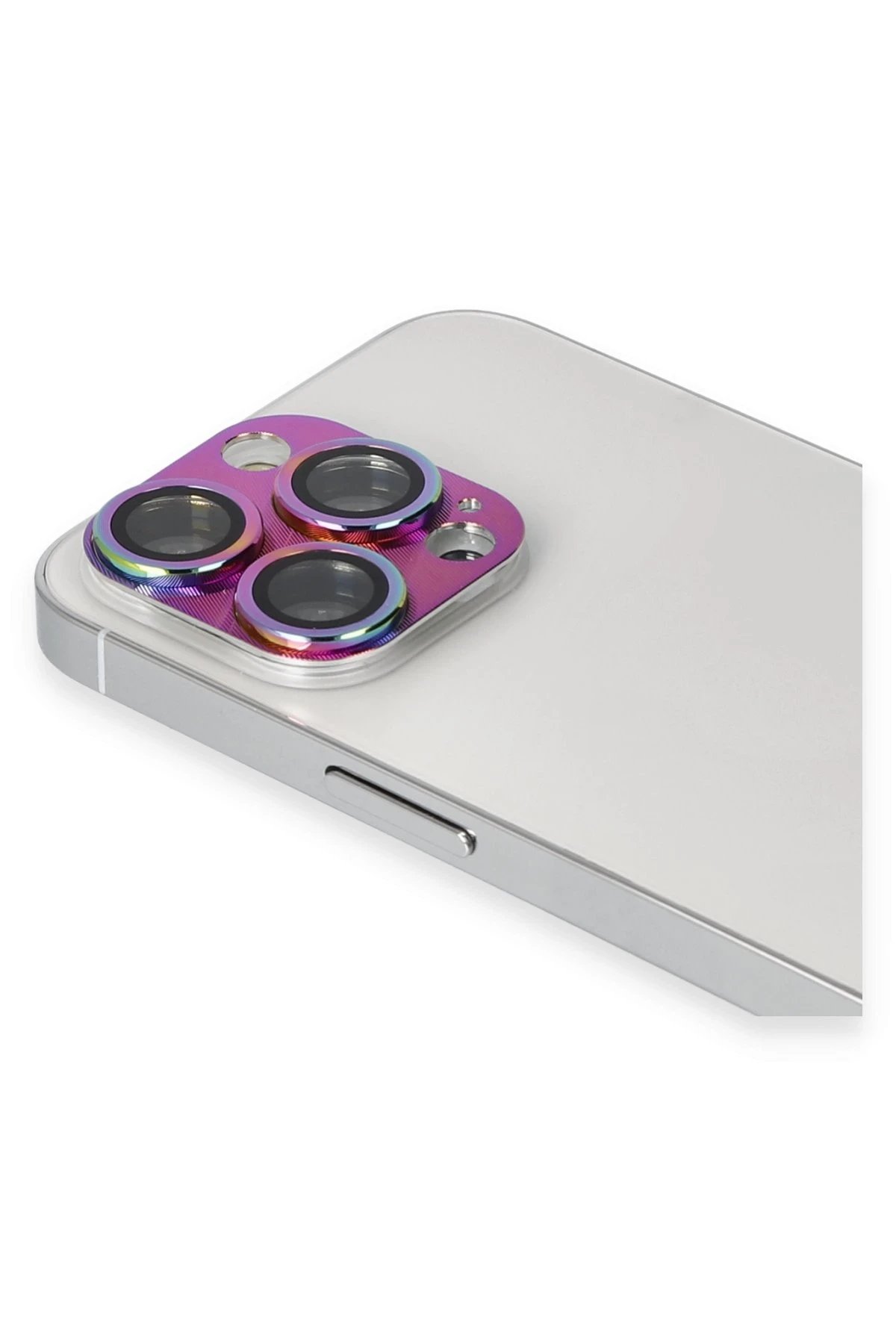 iPhone 13 Pro Max Pers Alüminyum Kamera Lens - Rainbow-(5796)