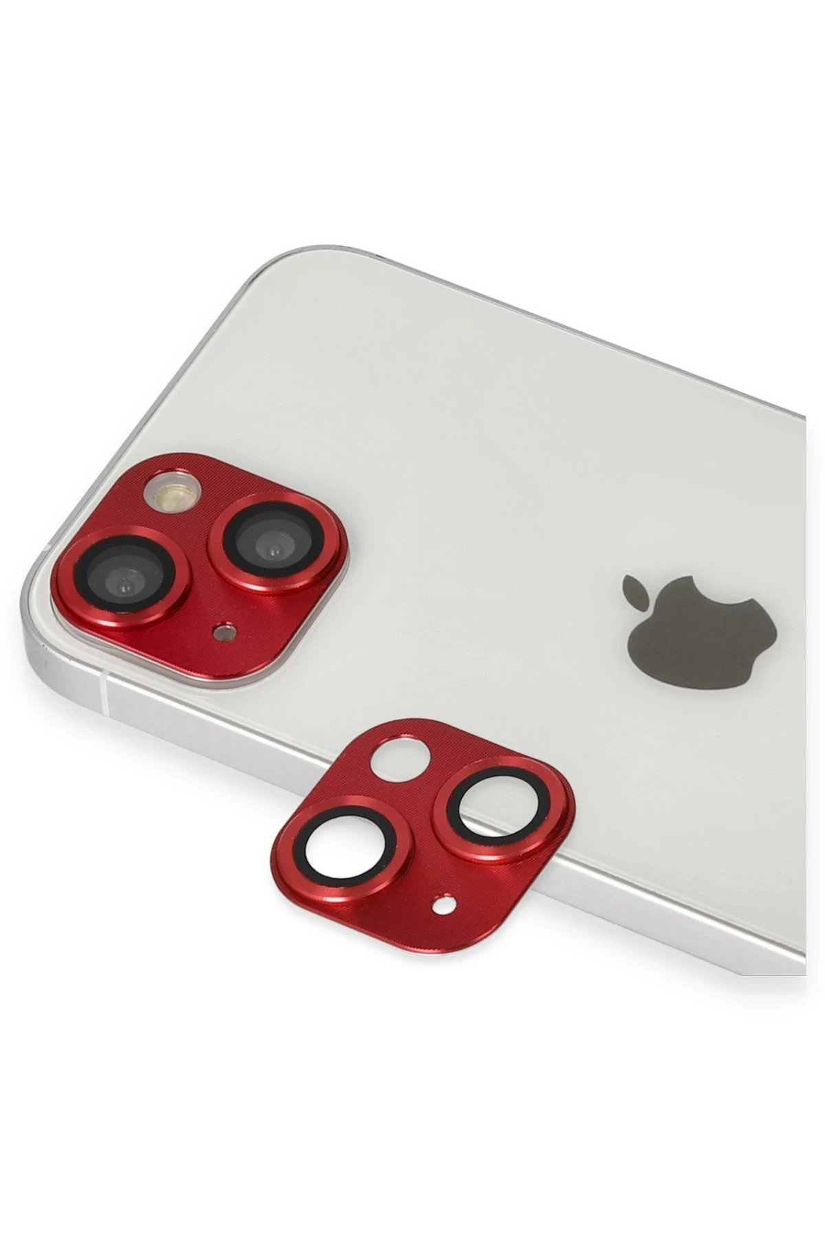 iPhone 13 Pers Alüminyum Kamera Lens - Kırmızı-(5796)