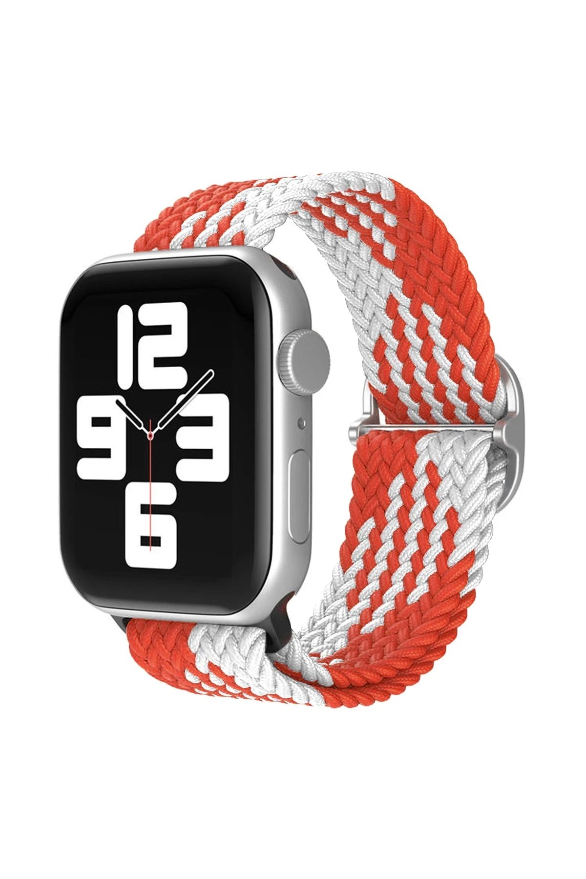 Apple Watch 42mm Star Kordon - Beyaz-Kırmızı-(5796)