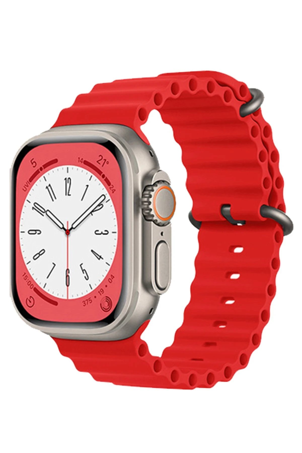 Apple Watch 38mm Ocean Kordon - Kırmızı-(5796)