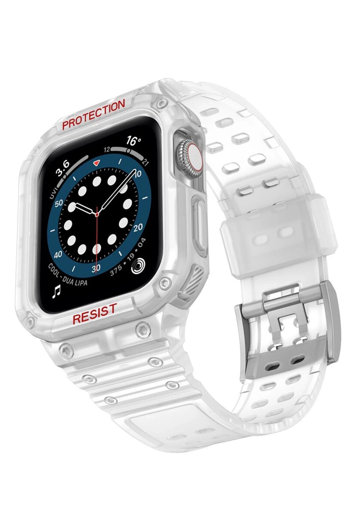 Apple Watch 42mm KR401 Silikon Kordon - Şeffaf-(5796)