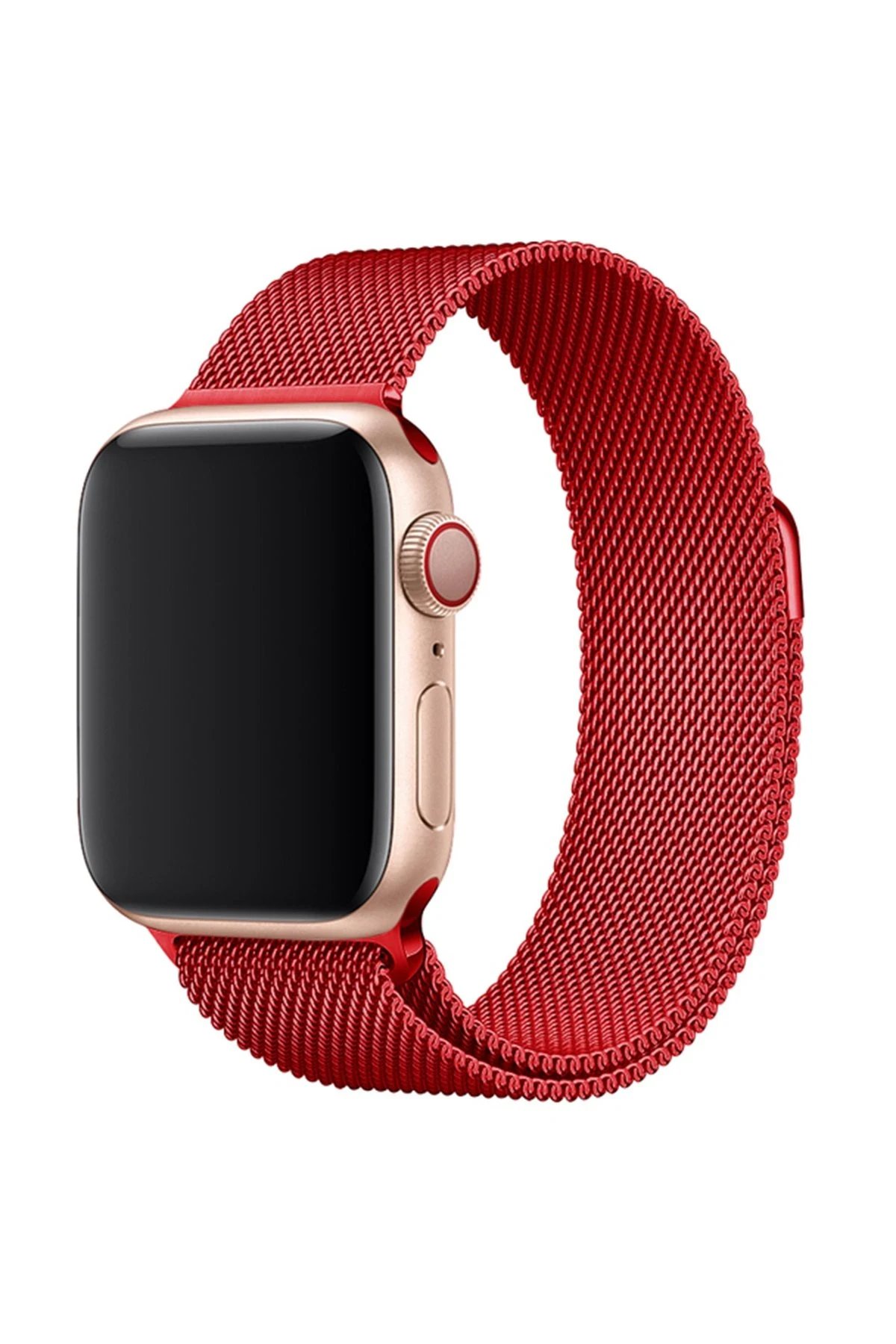 Apple Watch 38mm Metal Mıknatıslı Kordon - Kırmızı-(5796)