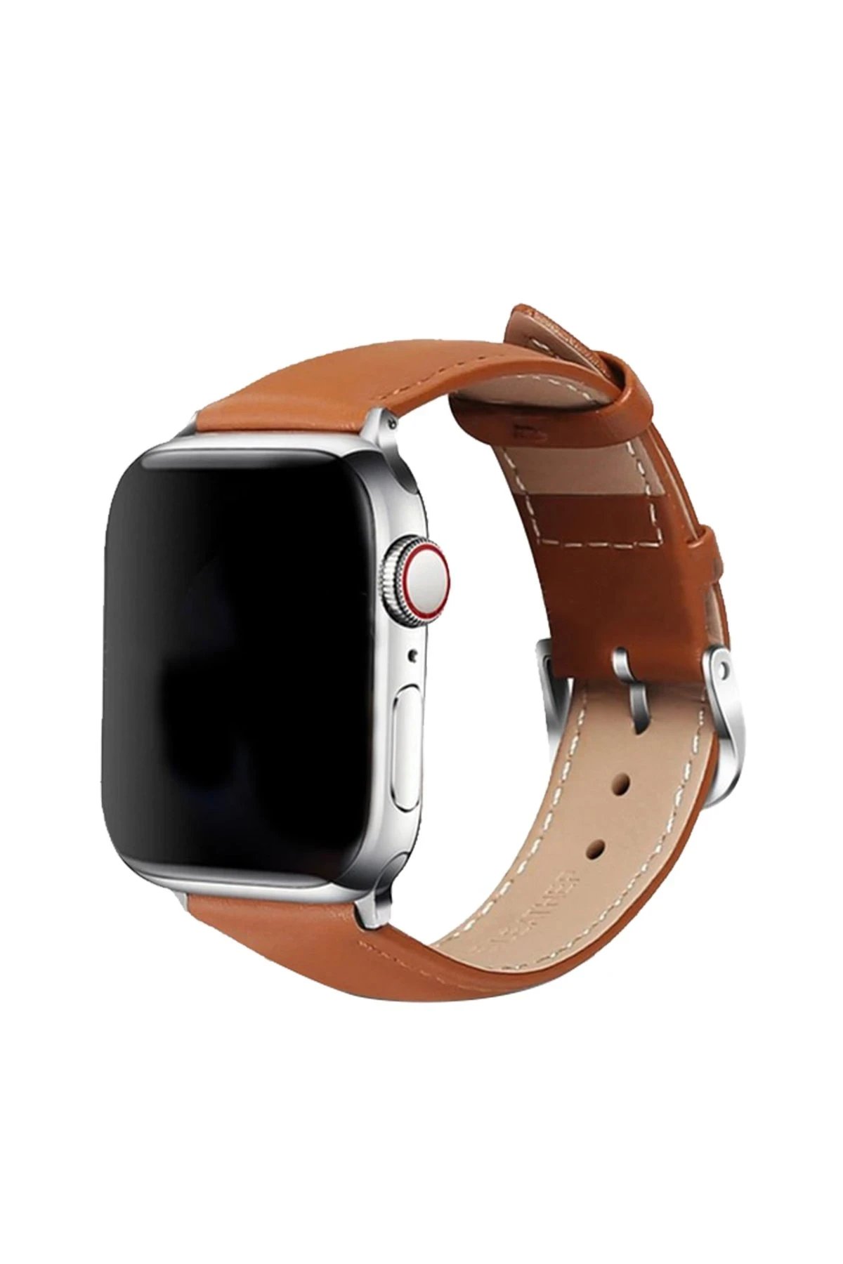 Apple Watch 42mm NL26 Deri Kordon - Taba-(5796)
