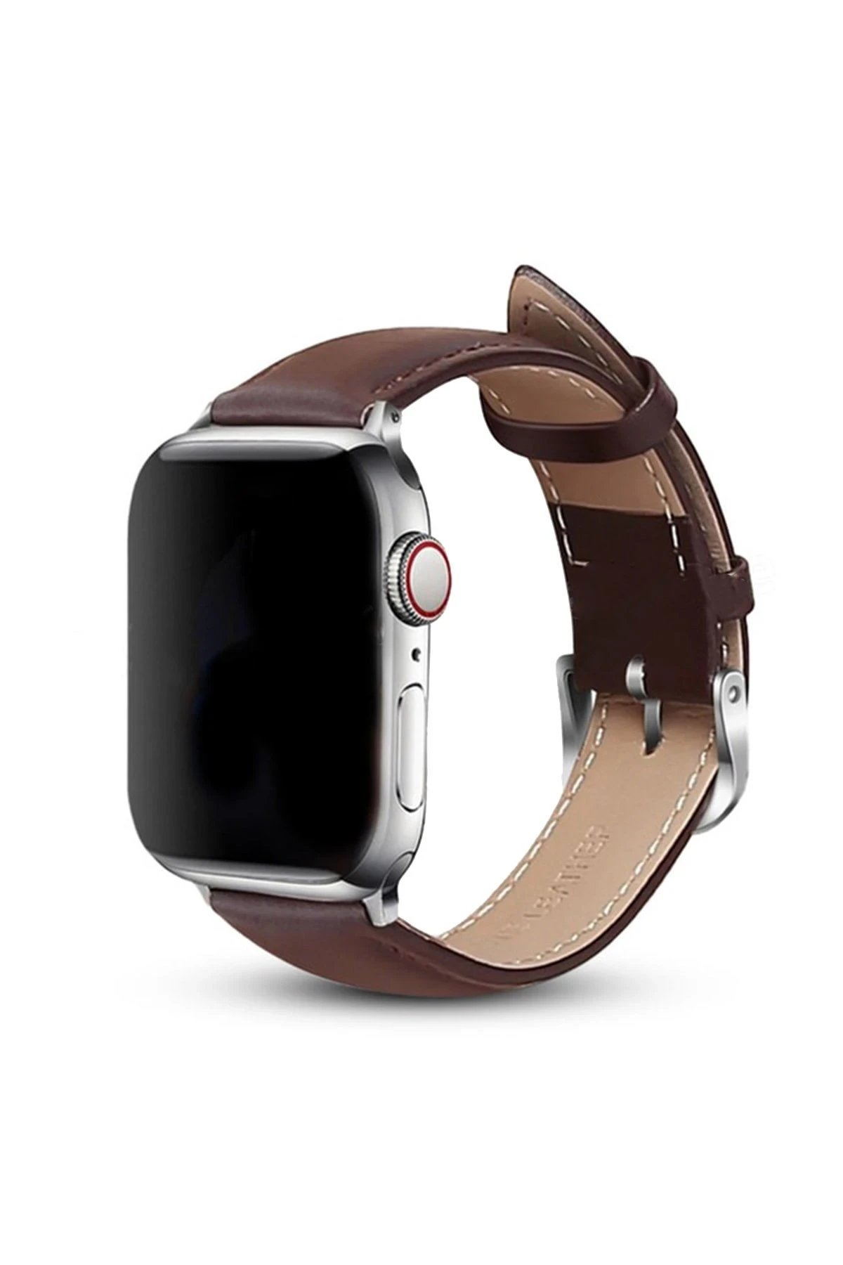 Apple Watch 42mm NL26 Deri Kordon - Kahverengi-(5796)