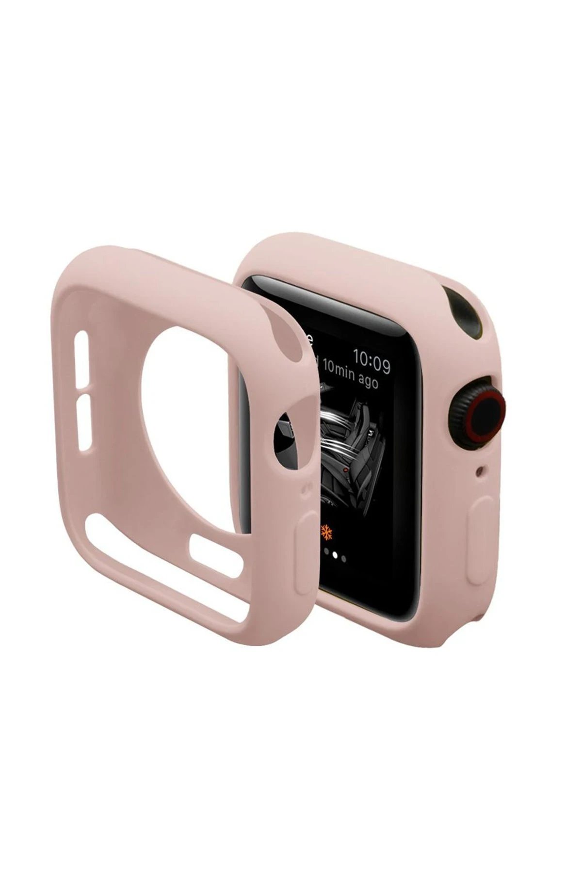 Apple Watch 44mm Silikon Alt Kasa - Pudra-(5796)