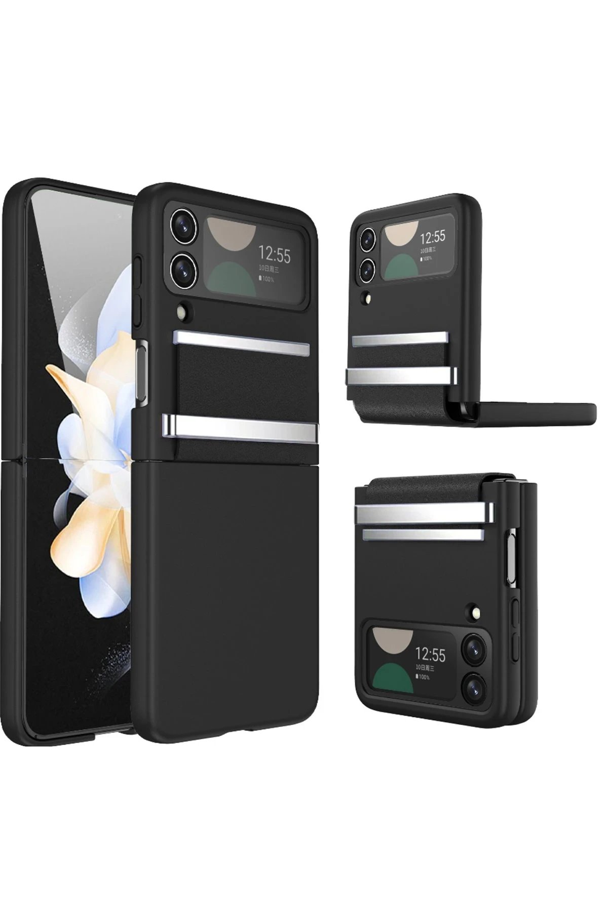 Samsung Galaxy Z Flip 3 Kılıf Belt Flip Kapak - Siyah-(5796)