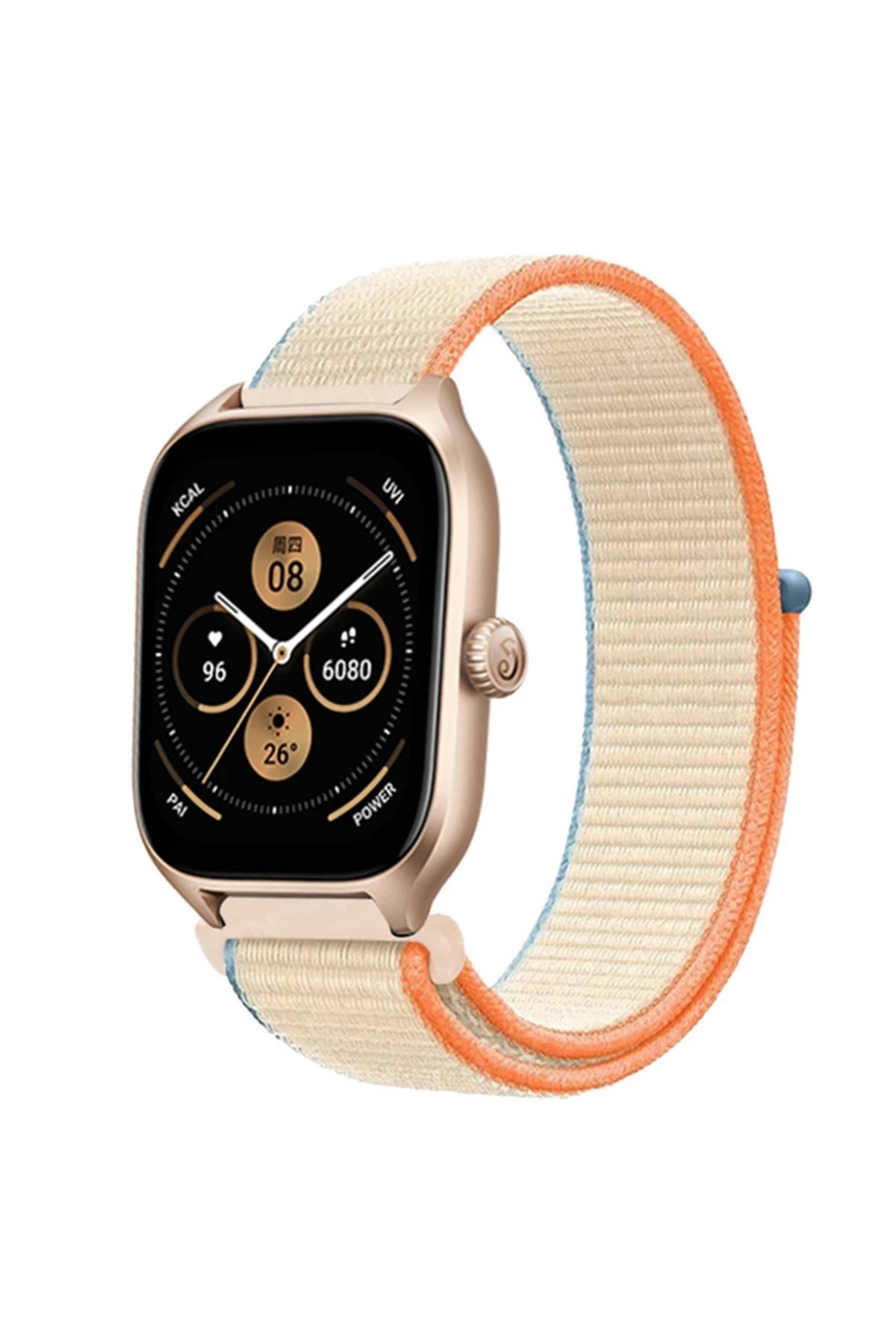 Watch 22mm Hasırlı Cırtcırtlı Kordon - Krem-(5796)