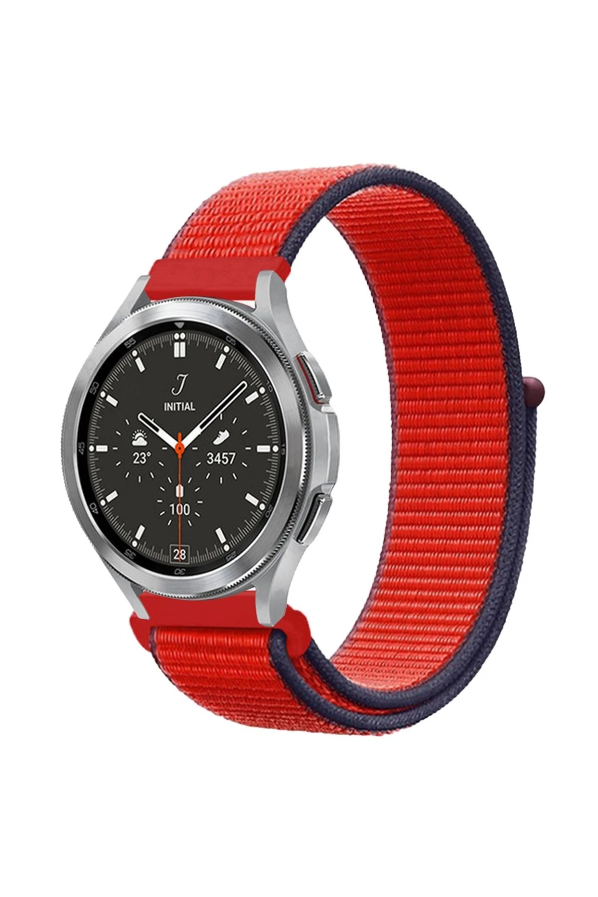 Watch 22mm Hasırlı Cırtcırtlı Kordon - Kırmızı-(5796)